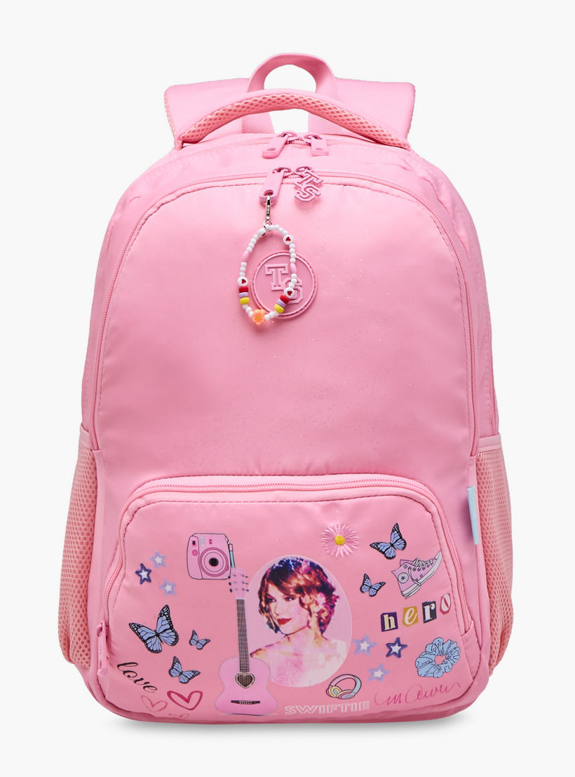 Celebrity Icons Taylor Swift Print Backpack with Adjustable Straps and Zip Closure - 32x15x43 cms-school-bagsandbackpacks-backpacks-image-1