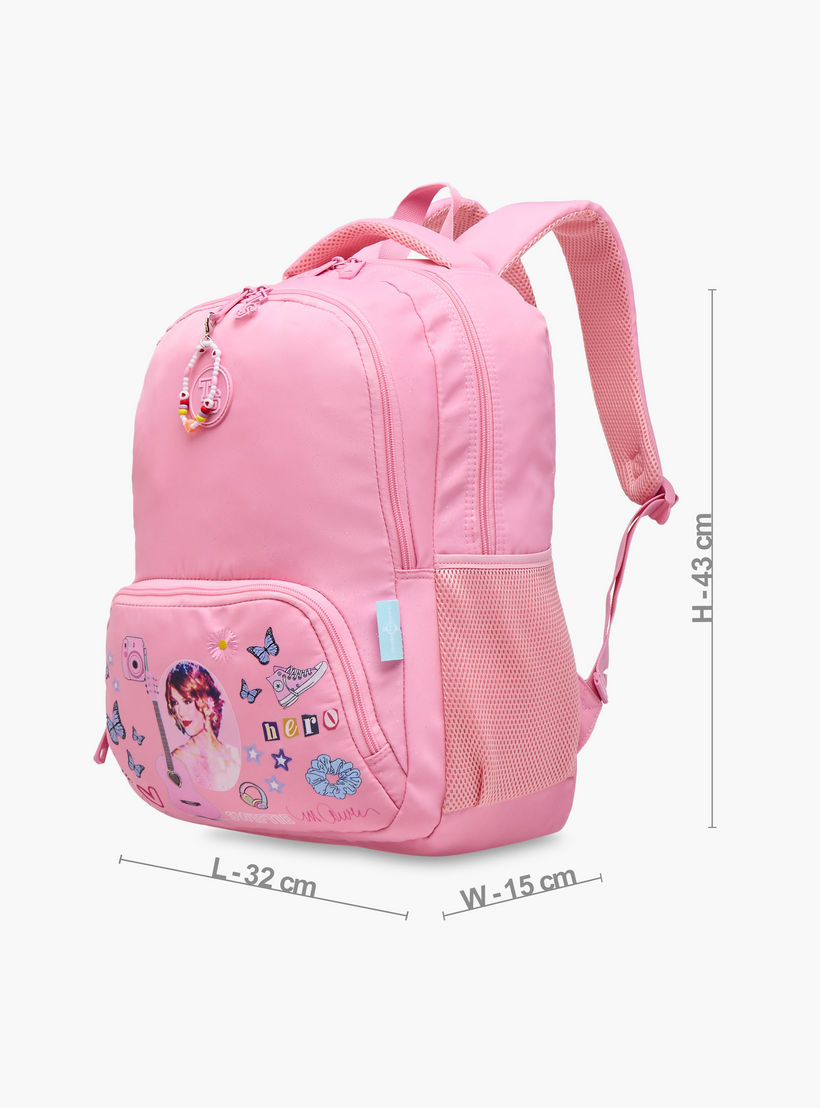 Celebrity Icons Taylor Swift Print Backpack with Adjustable Straps and Zip Closure - 32x15x43 cms-school-bagsandbackpacks-backpacks-image-2