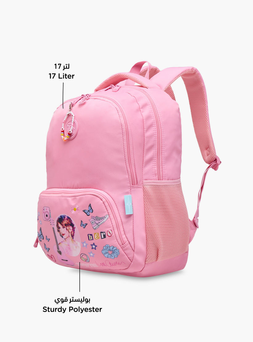 Celebrity Icons Taylor Swift Print Backpack with Adjustable Straps and Zip Closure - 32x15x43 cms-school-bagsandbackpacks-backpacks-image-6