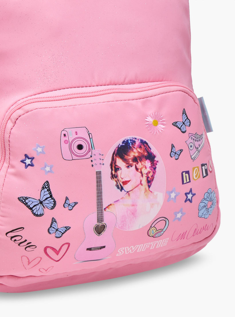 Celebrity Icons Taylor Swift Print Backpack with Adjustable Straps and Zip Closure - 32x15x43 cms-school-bagsandbackpacks-backpacks-image-8