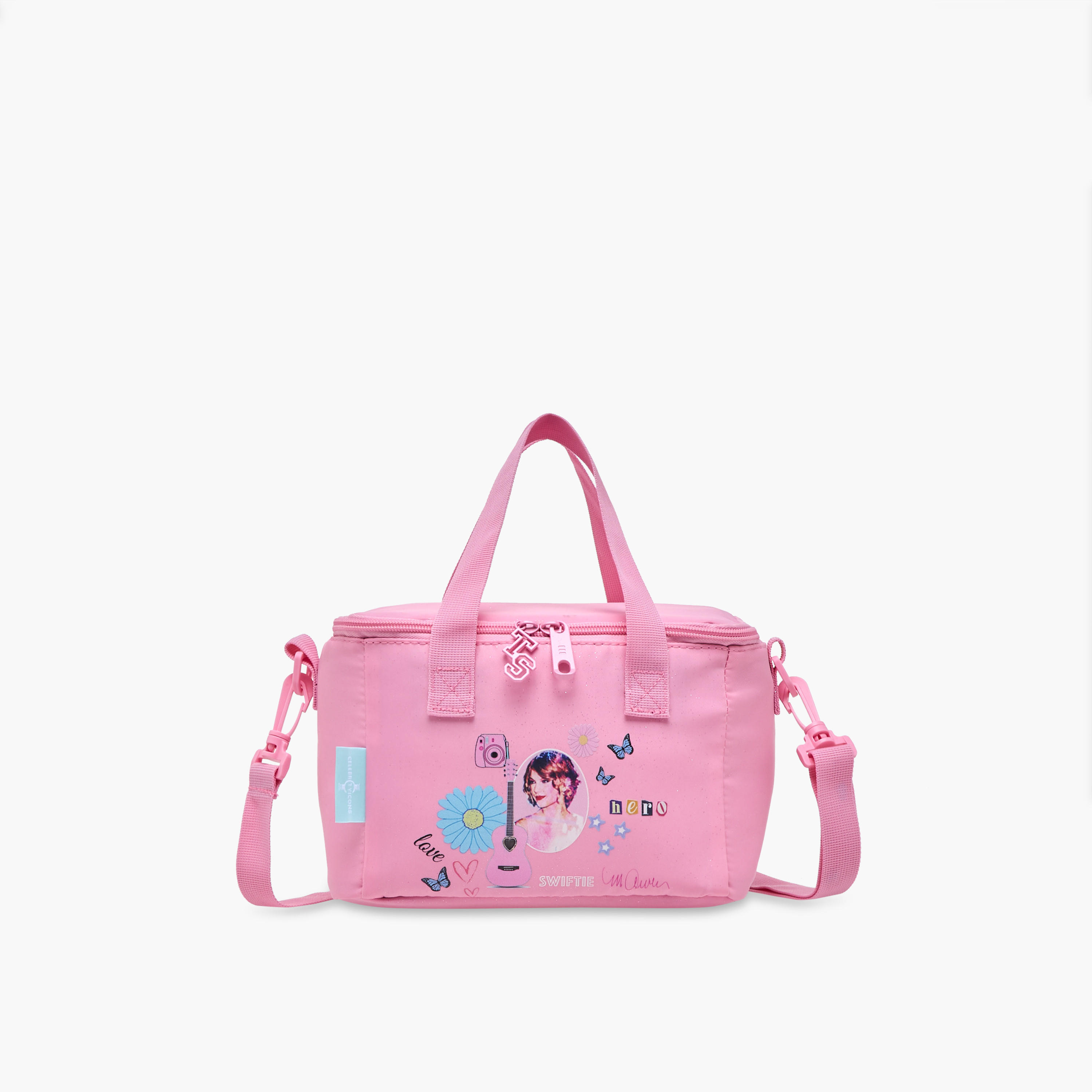 Celebrity Icons Taylor Swift Print Lunch Bag with Adjustable Strap and Zip Closure-school-lunchessentials-lunchbags-image-1