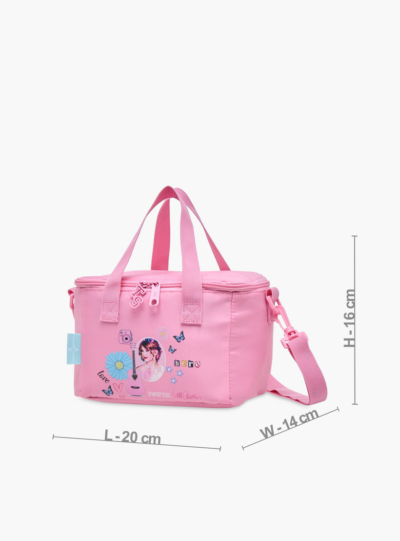 Celebrity Icons Taylor Swift Print Lunch Bag with Adjustable Strap and Zip Closure-school-lunchessentials-lunchbags-image-2