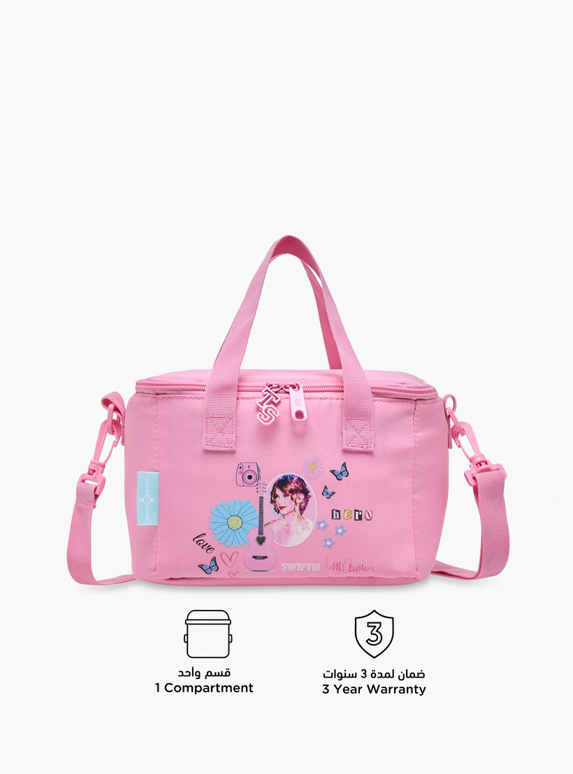 Celebrity Icons Taylor Swift Print Lunch Bag with Adjustable Strap and Zip Closure-school-lunchessentials-lunchbags-image-4