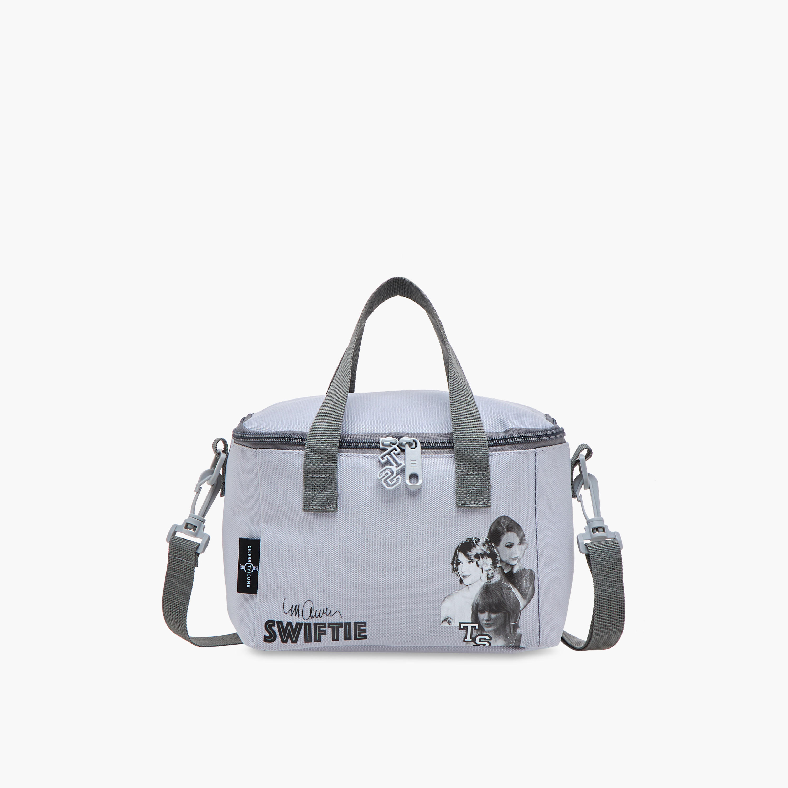 Celebrity Icons Taylor Swift Print Lunch Bag with Adjustable Strap and Zip Closure-school-lunchessentials-lunchbags-image-1
