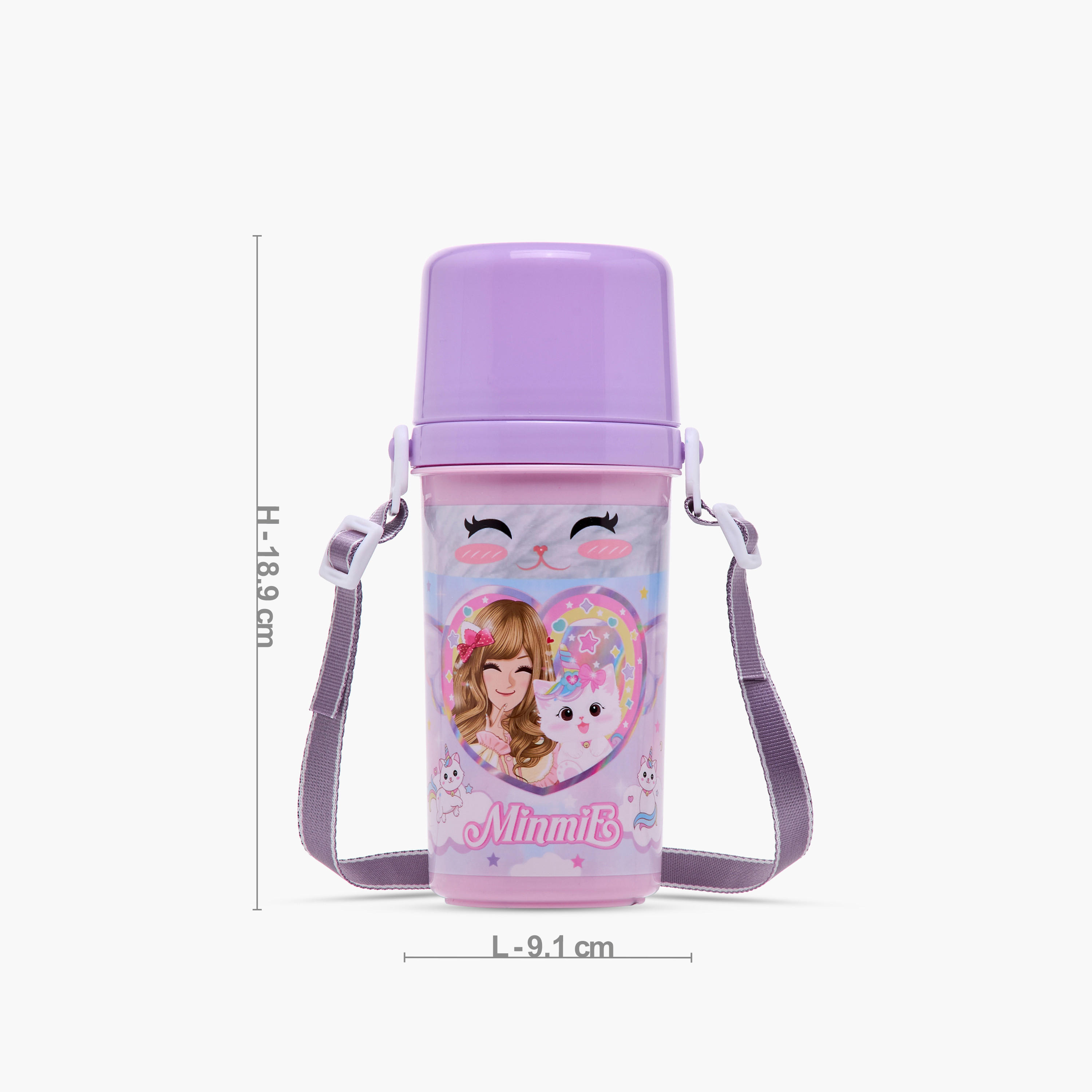 Minmie Caticorn Plastic Water Bottle with BPA-Free – 450 ml-school-waterbottles-image-2
