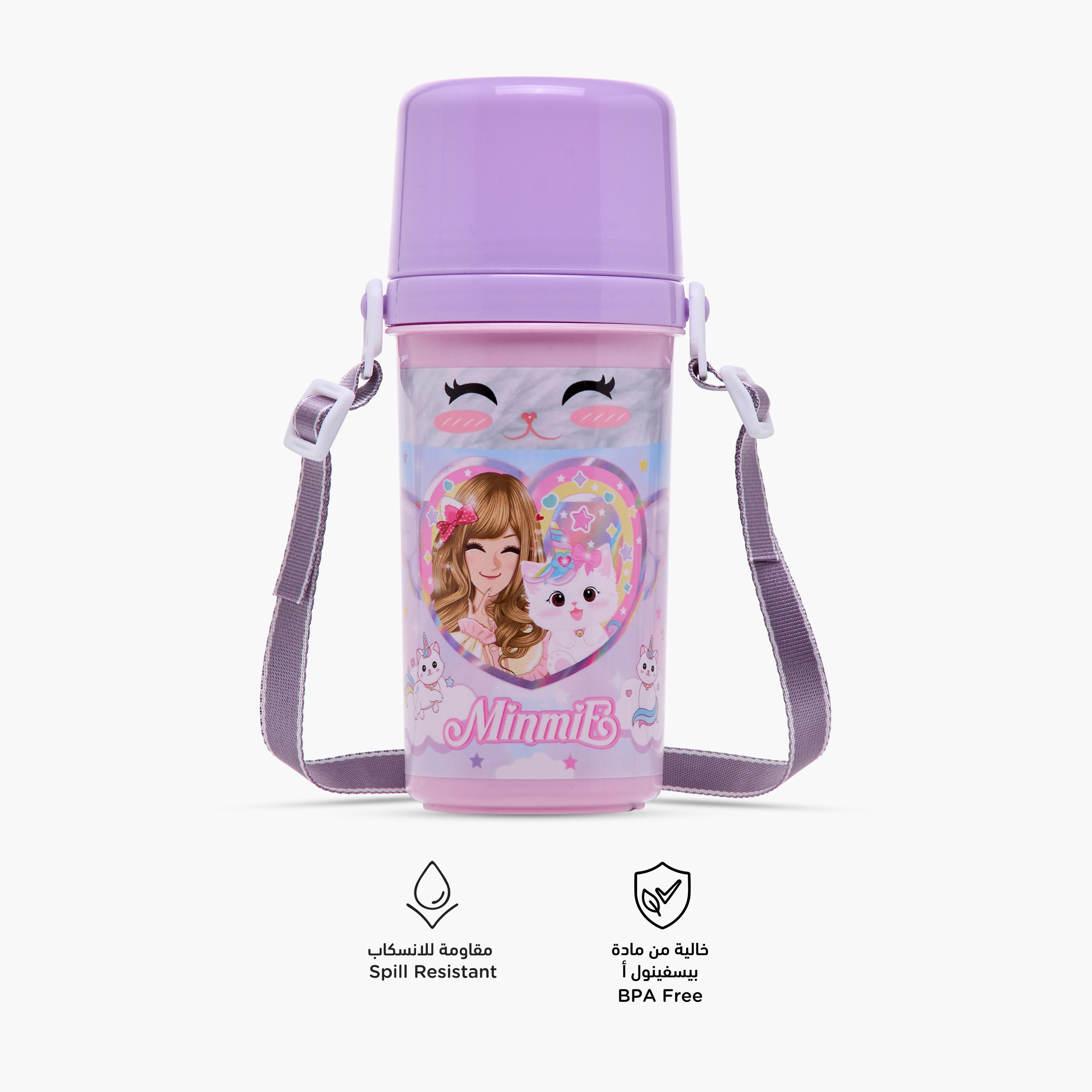 Minmie Caticorn Plastic Water Bottle with BPA-Free – 450 ml-school-waterbottles-image-4