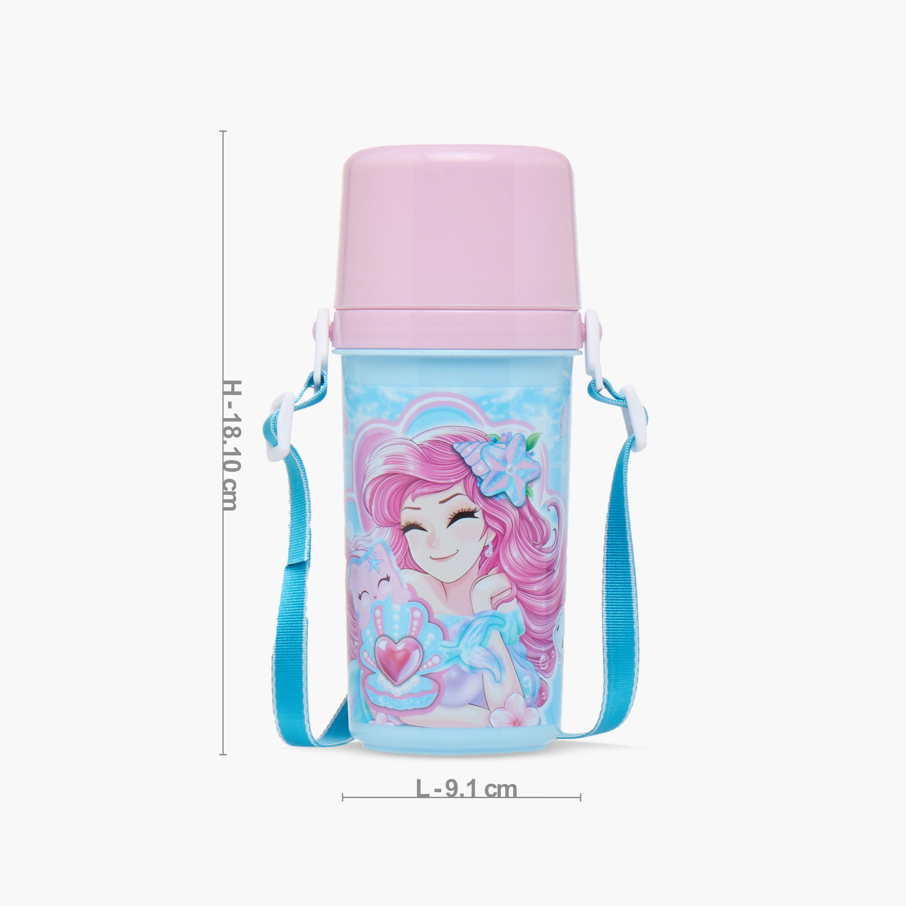 Minmie Mermaid Plastic Water Bottle with BPA-Free – 450 ml-school-waterbottles-image-2