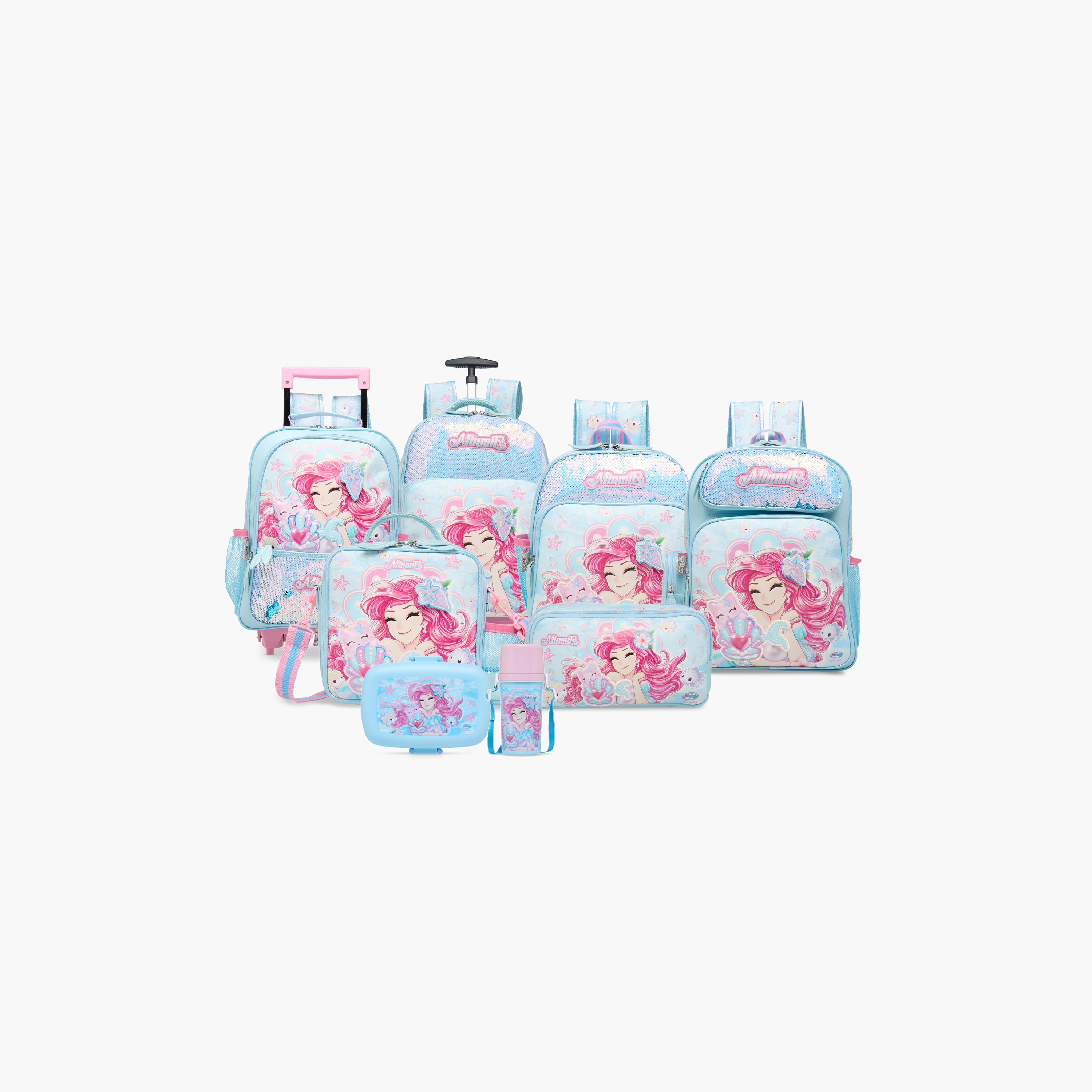 قارورة ماء بلاستيك خالية من مادة البيسفينول أ بتصميم ميرميد من مينمي - 450 مل-school-waterbottles-image-9