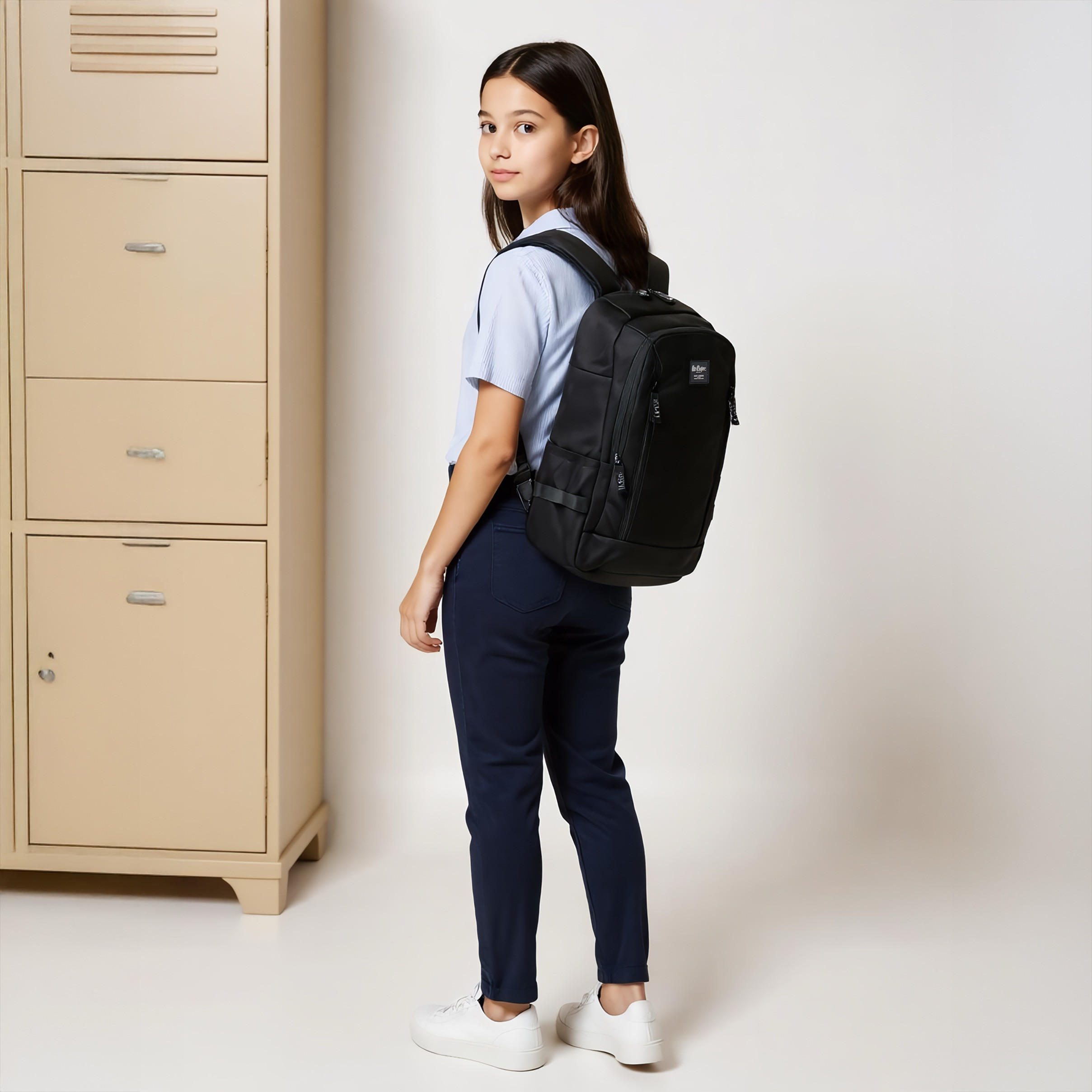 Lee Cooper Solid Backpack with Adjustable Straps and Zip Closure - 19x35x50 cm-school-bagsandbackpacks-backpacks-image-3