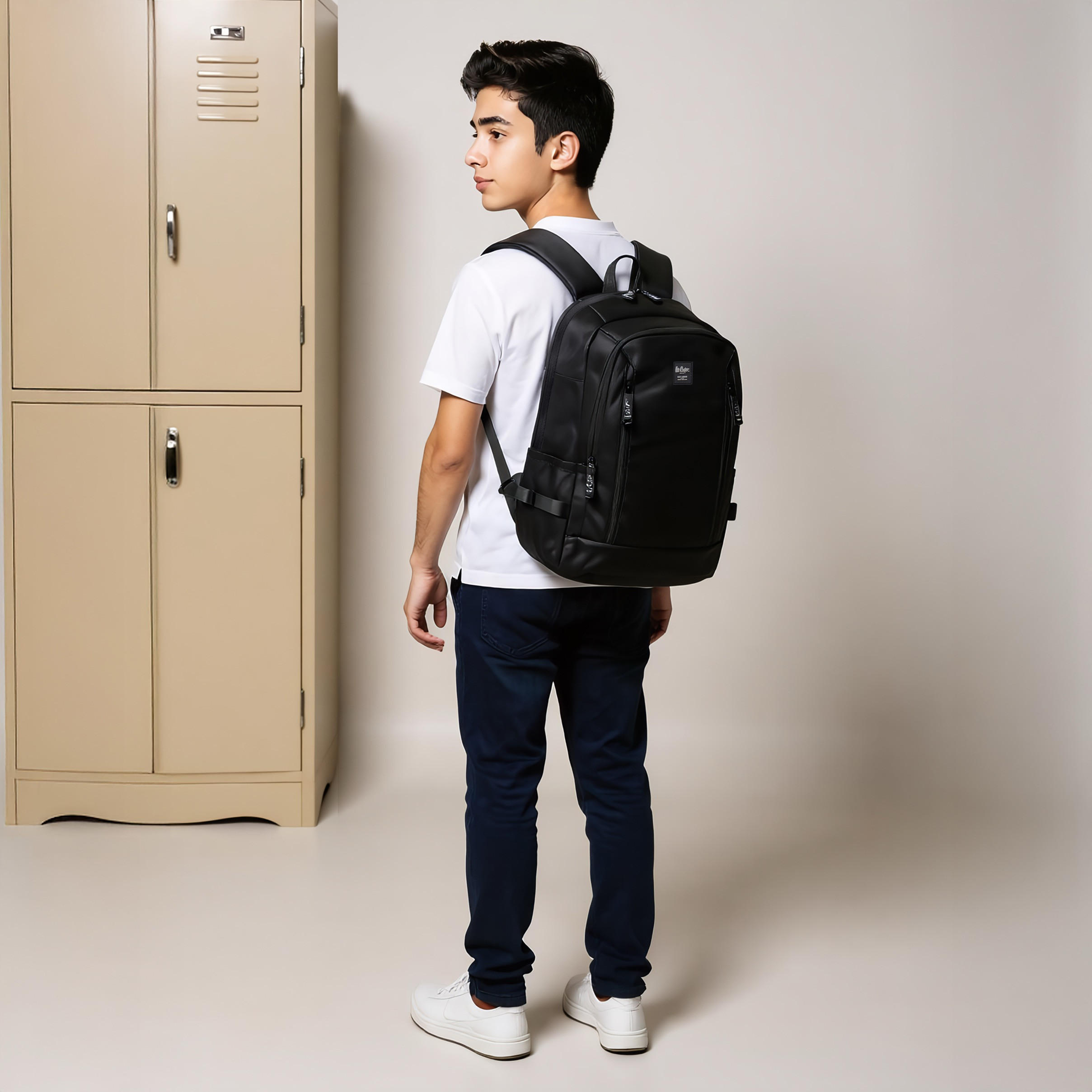 Lee Cooper Solid Backpack with Adjustable Straps and Zip Closure - 19x35x50 cm-school-bagsandbackpacks-backpacks-image-2