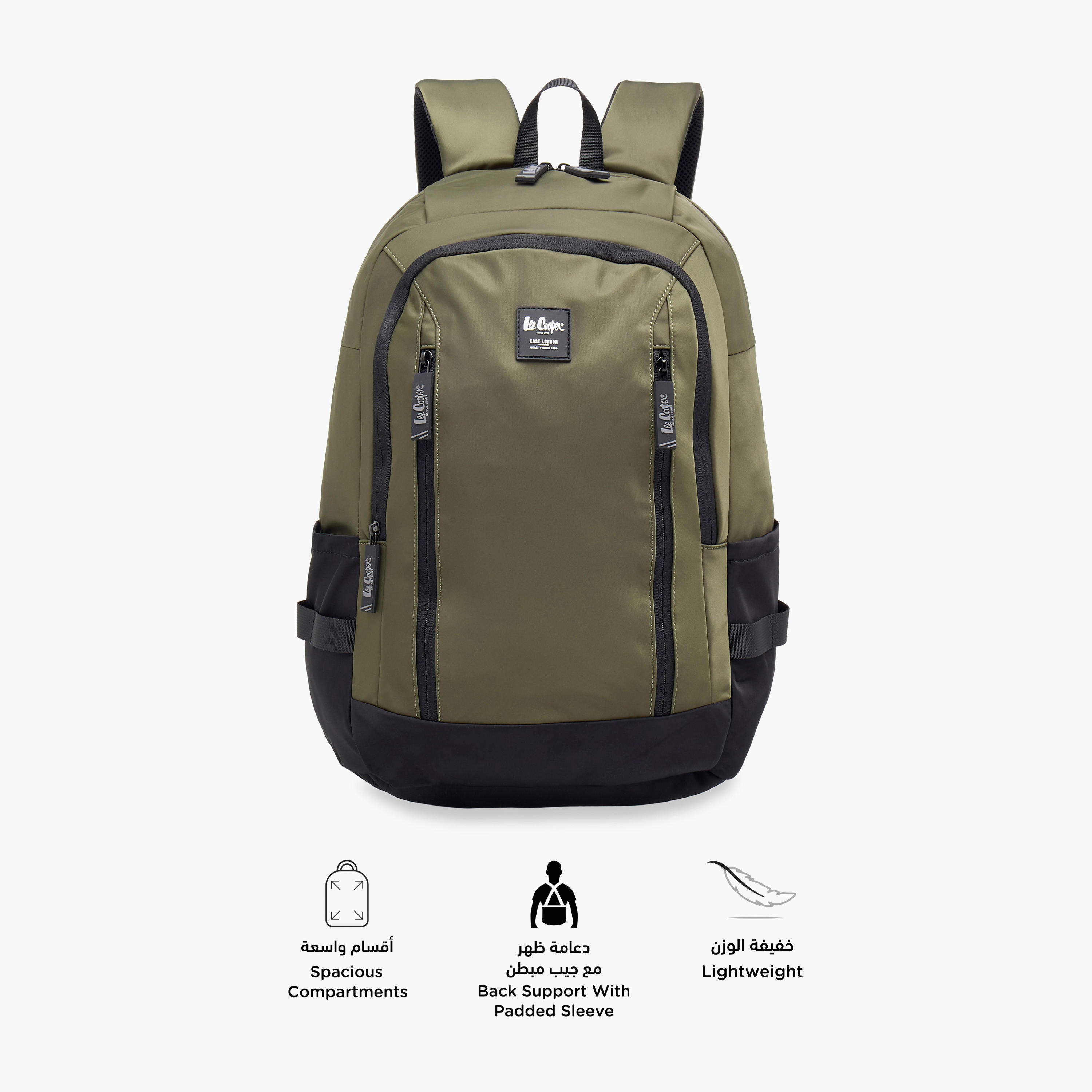Lee Cooper Solid Backpack with Adjustable Straps and Zip Closure - 19x35x50 cm-school-bagsandbackpacks-backpacks-image-4