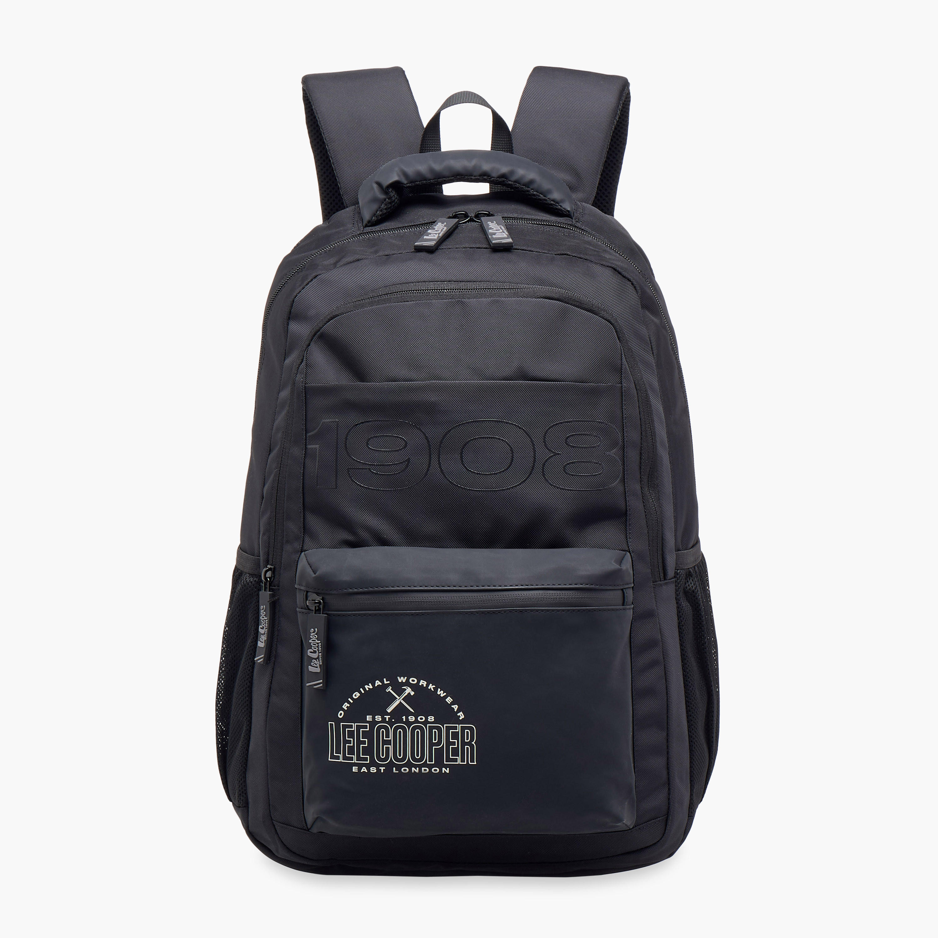 Lee Cooper Logo Print Backpack with Adjustable Straps and Zip Closure - 18x33x47 cm-school-bagsandbackpacks-backpacks-image-1