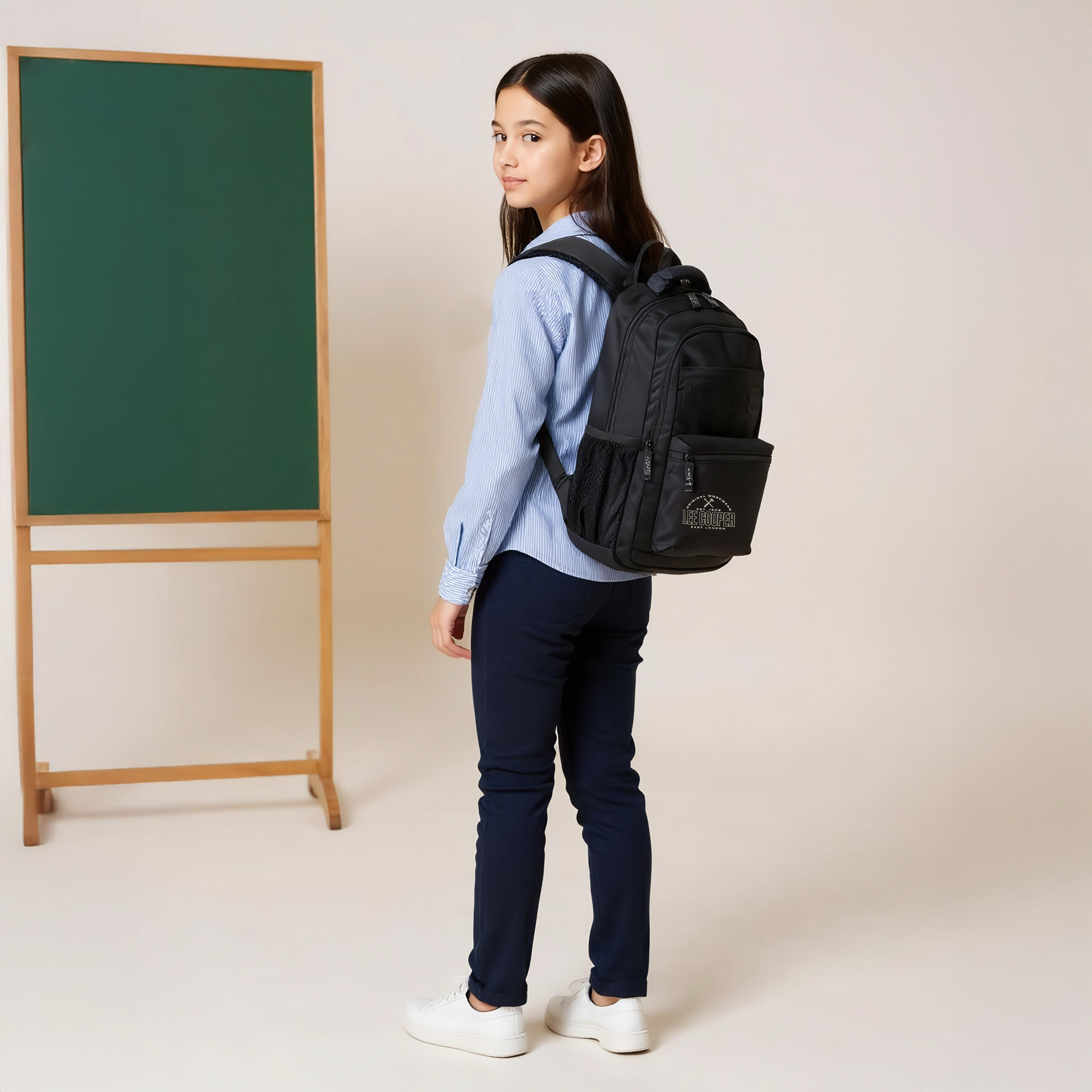 Lee Cooper Logo Print Backpack with Adjustable Straps and Zip Closure - 18x33x47 cm-school-bagsandbackpacks-backpacks-image-3