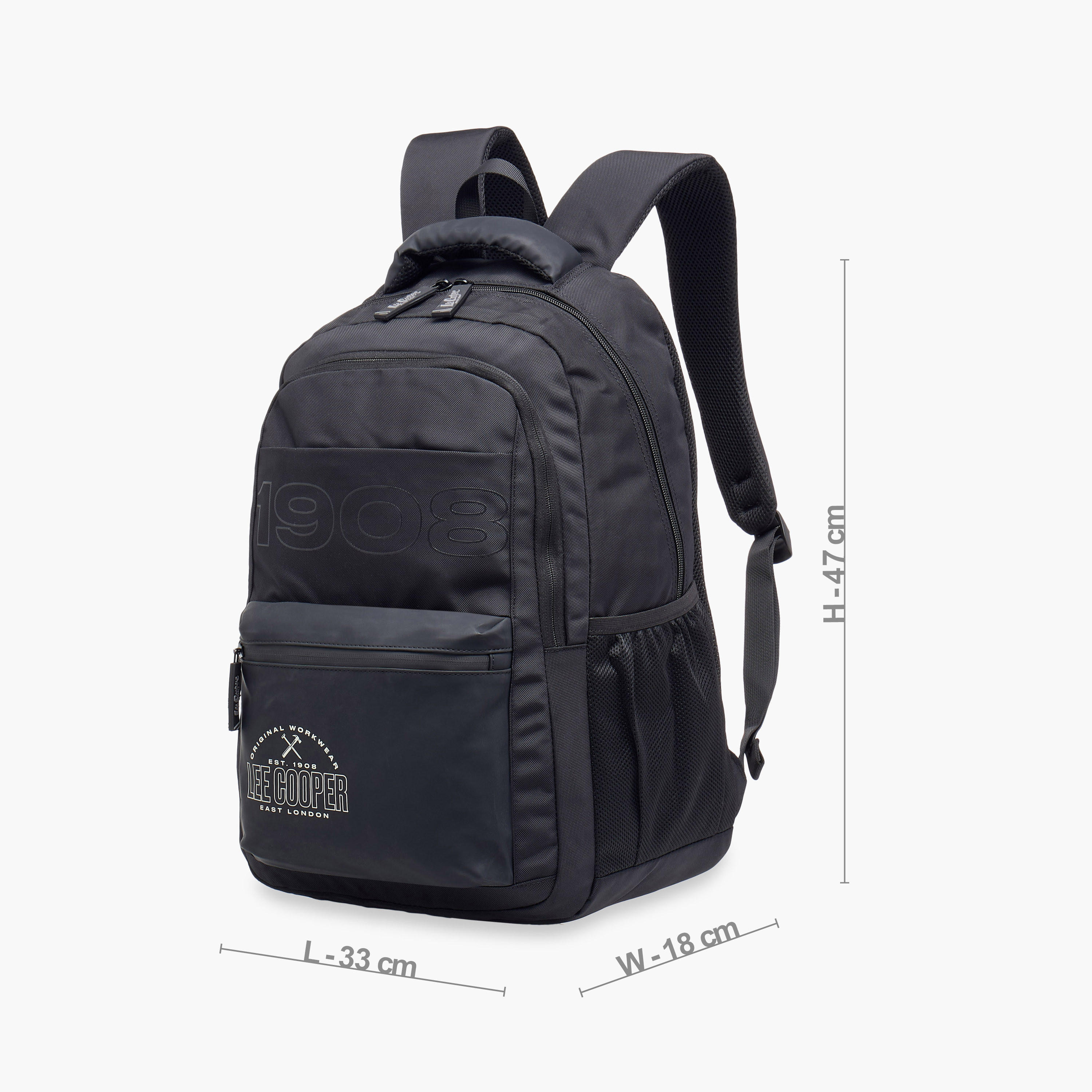 Lee Cooper Logo Print Backpack with Adjustable Straps and Zip Closure - 18x33x47 cm-school-bagsandbackpacks-backpacks-image-4