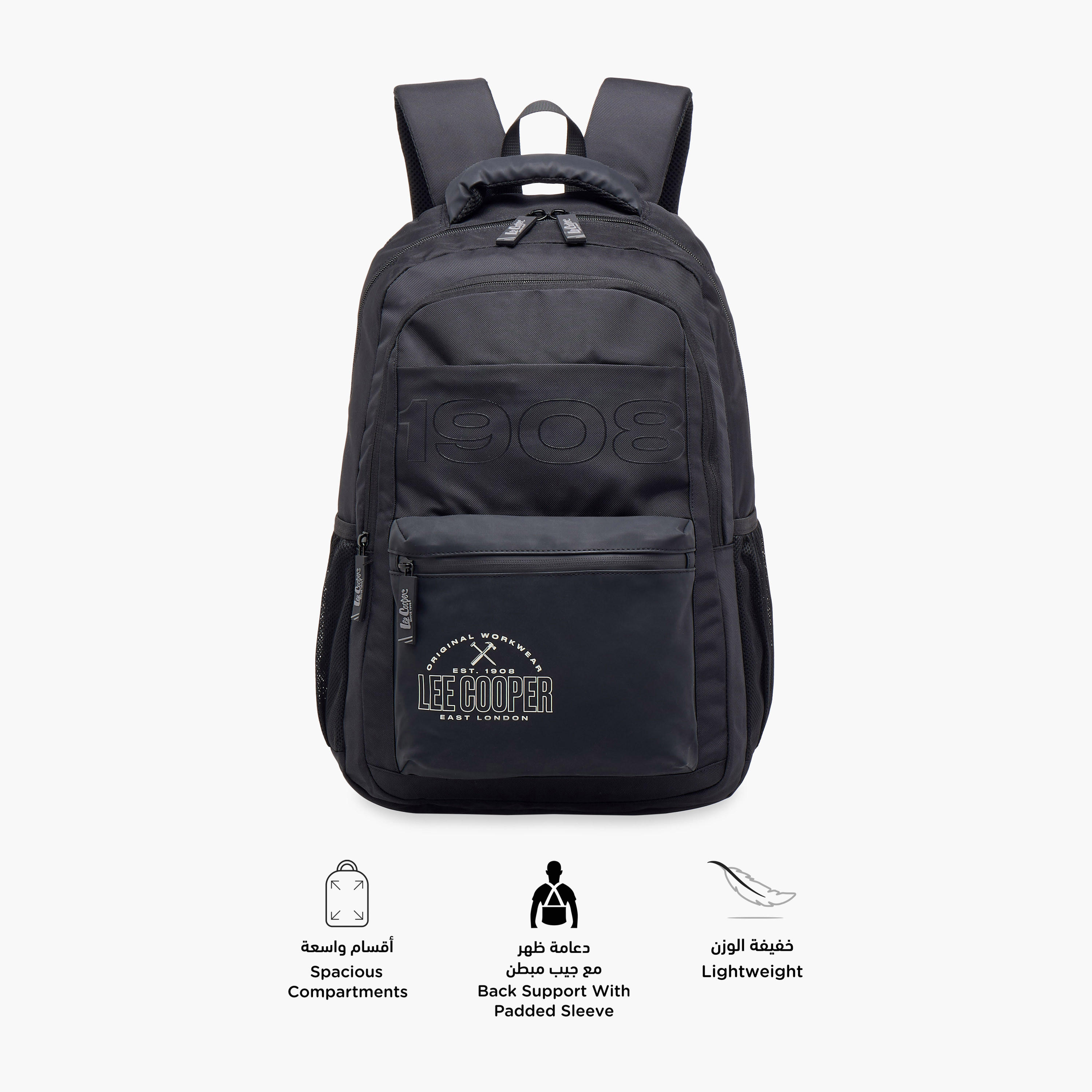 Lee Cooper Logo Print Backpack with Adjustable Straps and Zip Closure - 18x33x47 cm-school-bagsandbackpacks-backpacks-image-6