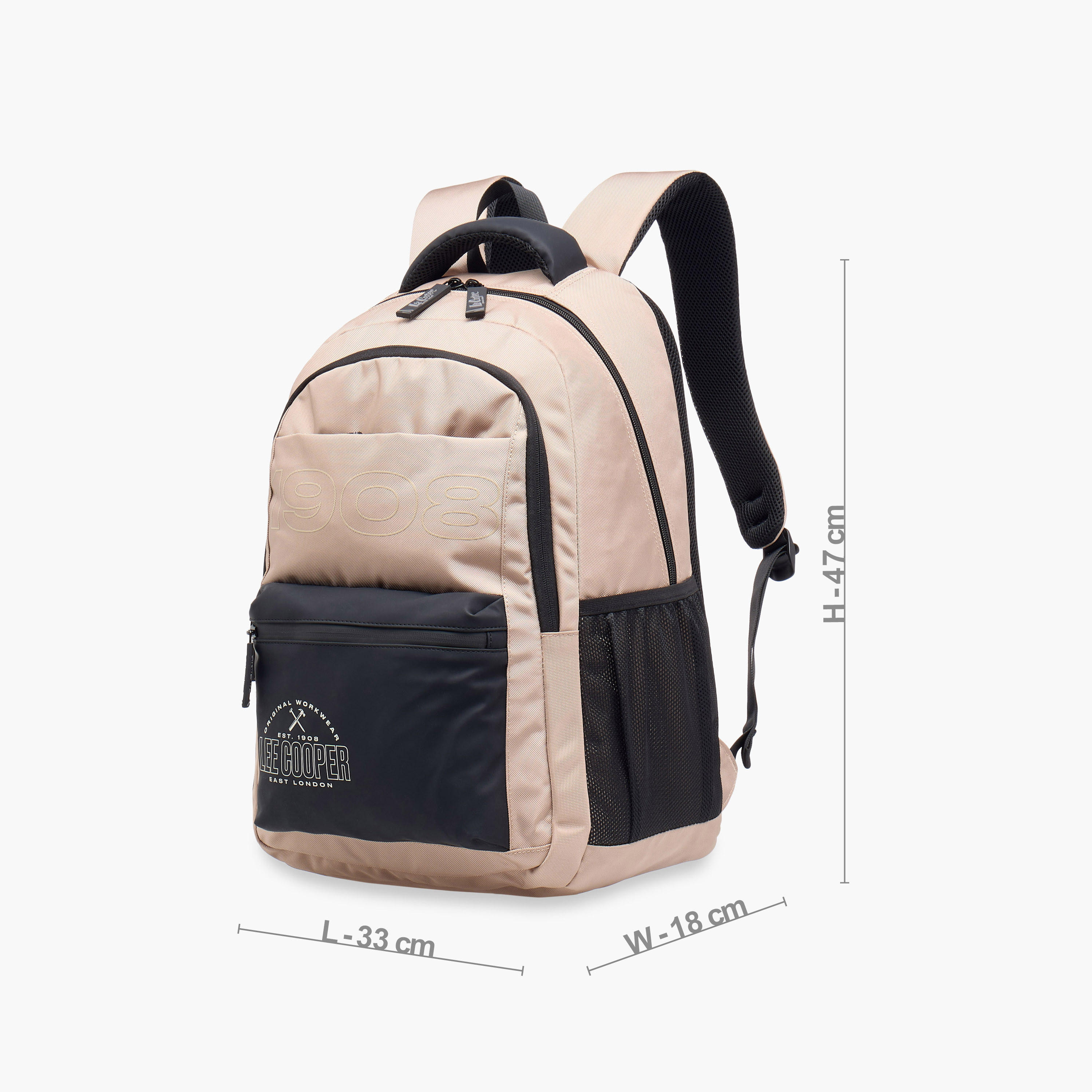 Lee Cooper Logo Print Backpack with Adjustable Straps and Zip Closure - 18x33x47 cm-school-bagsandbackpacks-backpacks-image-3