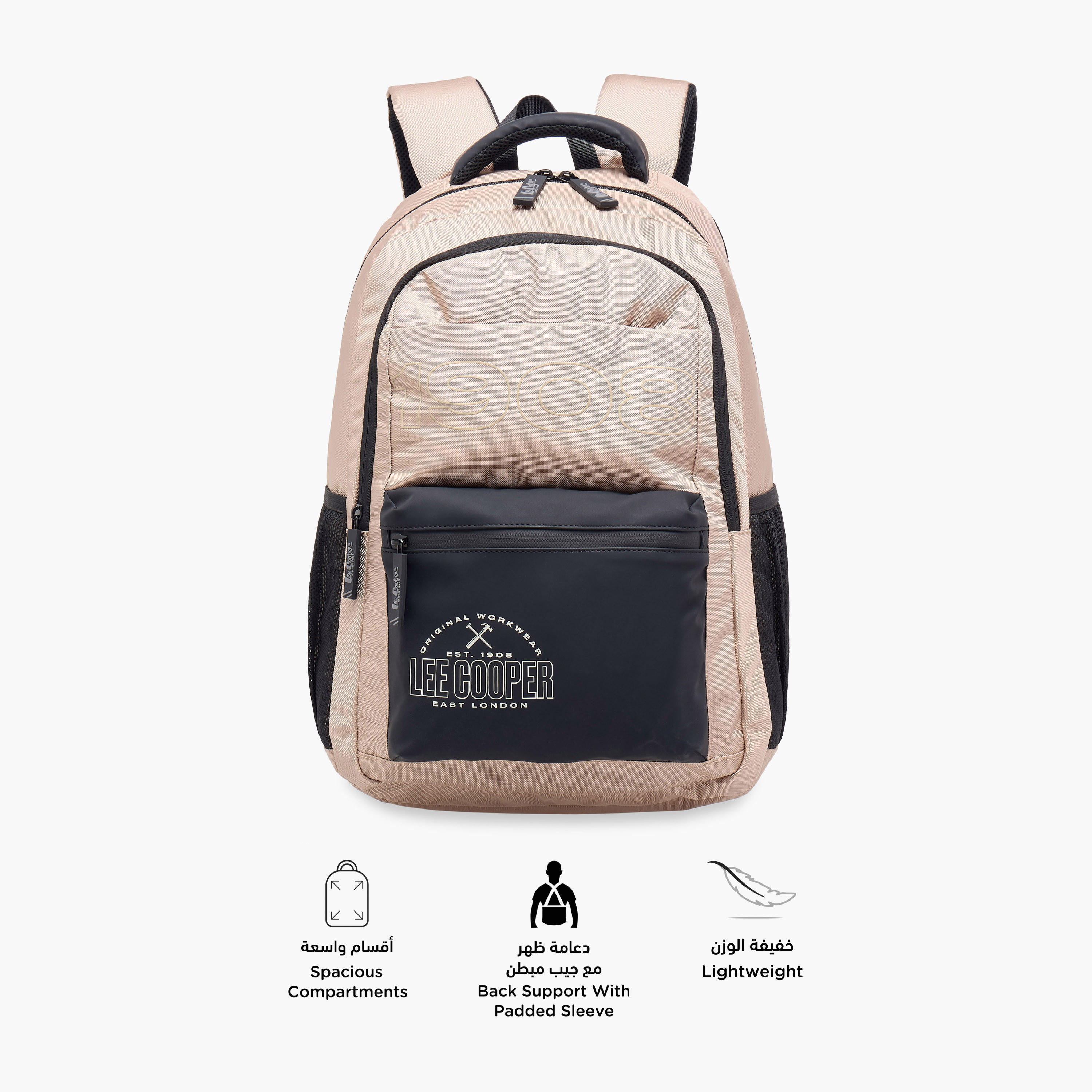 Lee Cooper Logo Print Backpack with Adjustable Straps and Zip Closure - 18x33x47 cm-school-bagsandbackpacks-backpacks-image-5