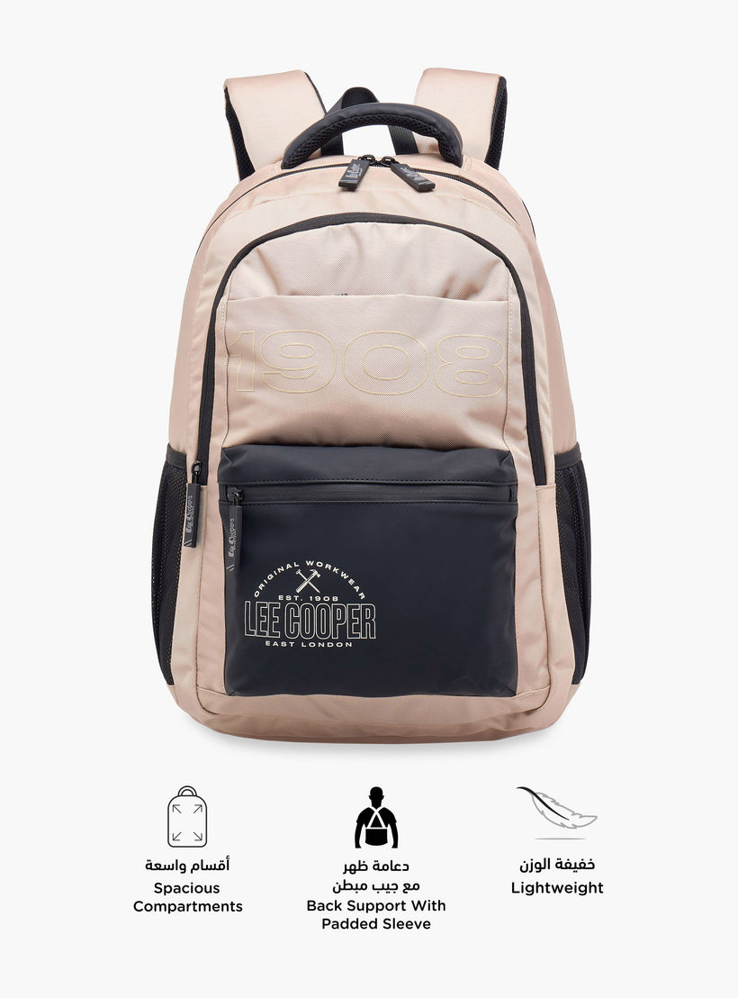 Lee Cooper Logo Print Backpack with Adjustable Straps and Zip Closure - 18x33x47 cm-school-bagsandbackpacks-backpacks-image-5