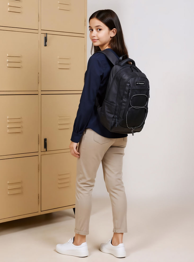 شنطة ظهر بأحزمة قابلة للتعديل وسحاب إغلاق وزخارف الشعار من كابا - 19x32x48 سم-school-bagsandbackpacks-backpacks-image-3