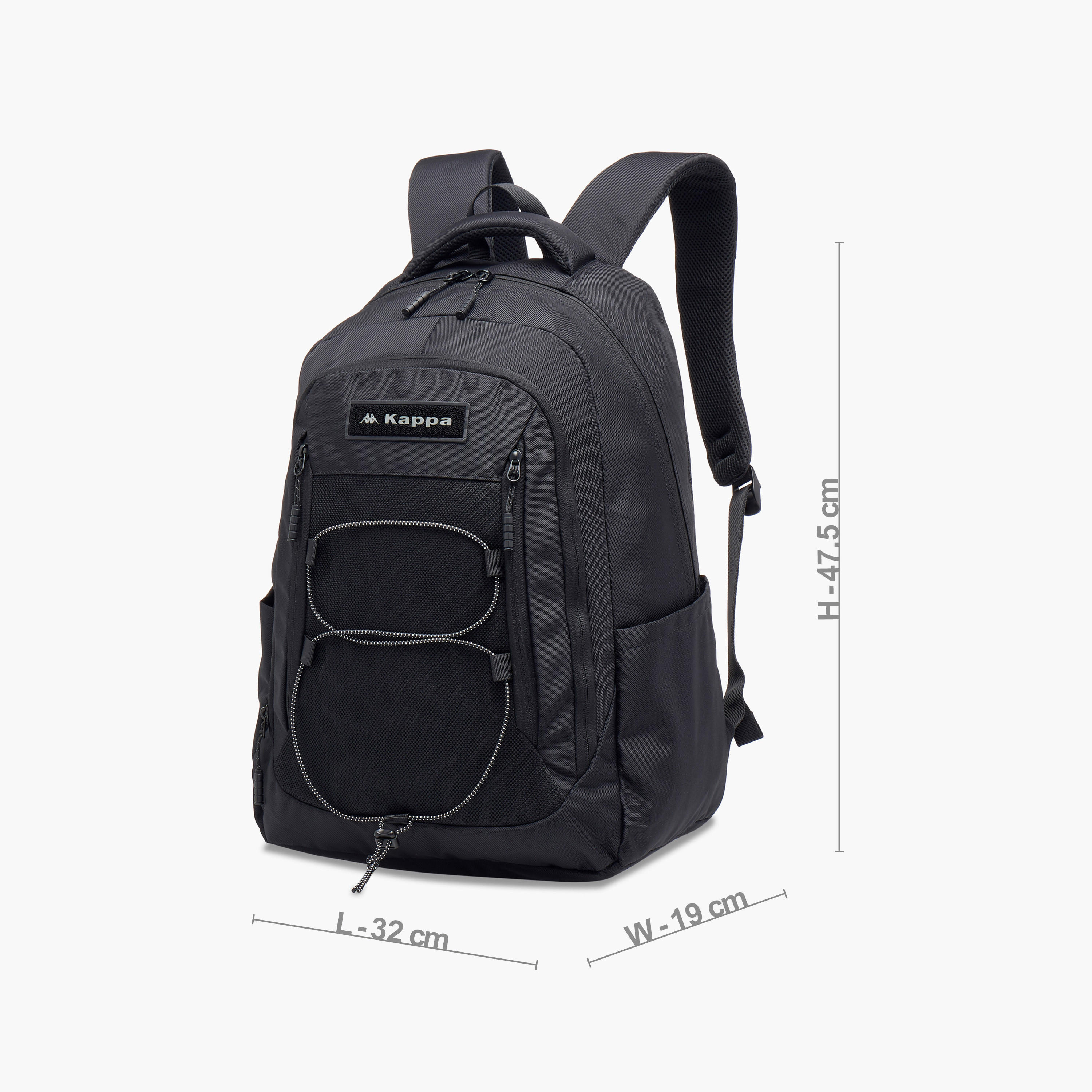 Kappa Logo Applique Backpack with Adjustable Straps and Zip Closure - 19x32x48 cm-school-bagsandbackpacks-backpacks-image-4