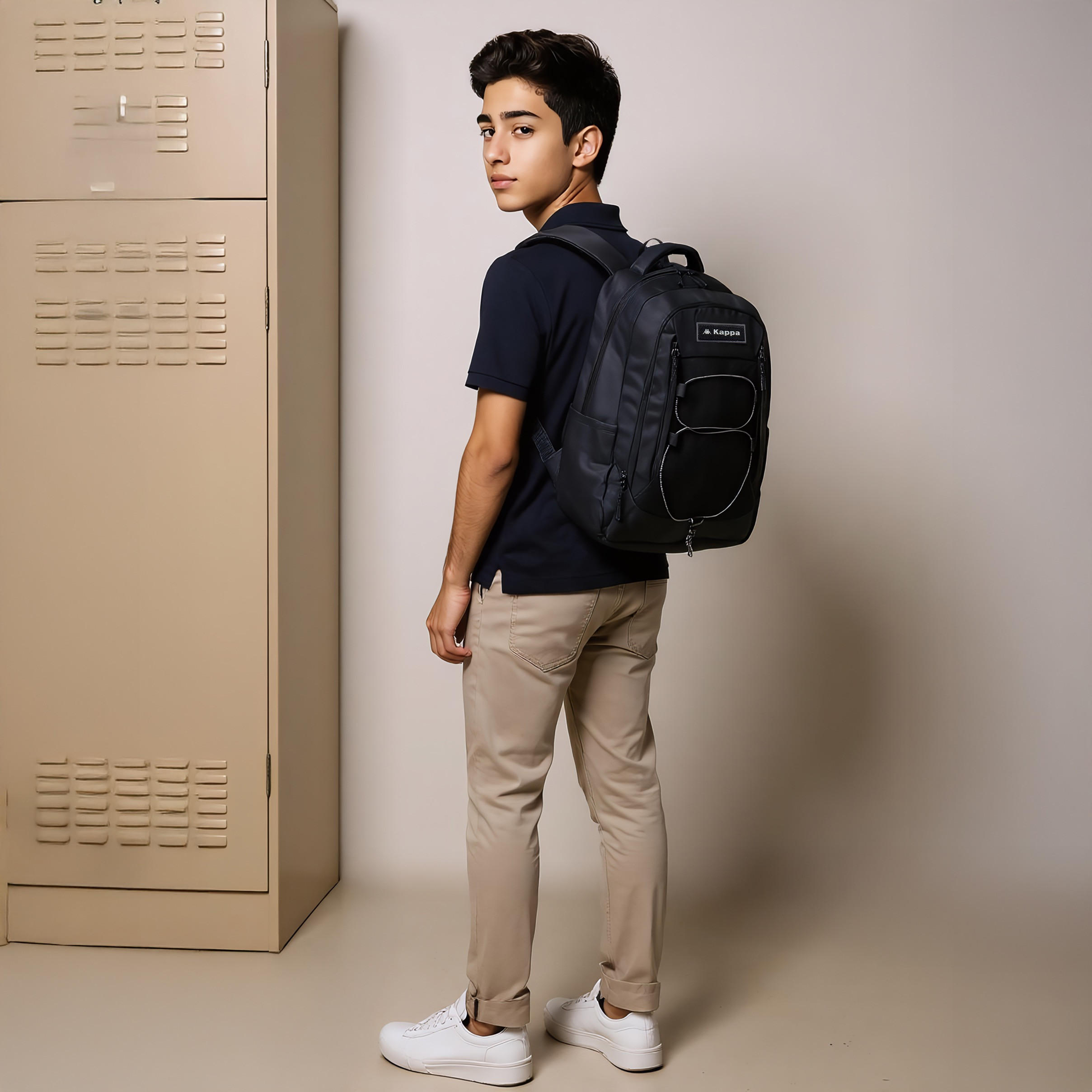 شنطة ظهر بأحزمة قابلة للتعديل وسحاب إغلاق وزخارف الشعار من كابا - 19x32x48 سم-school-bagsandbackpacks-backpacks-image-2