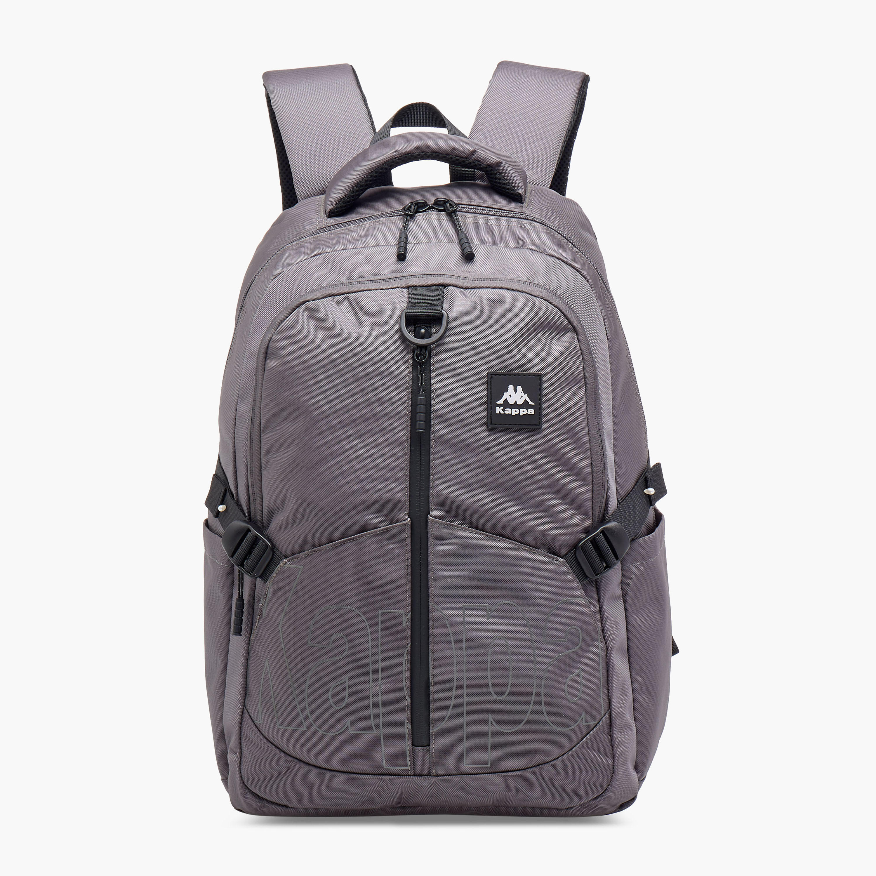 Kappa Logo Print Backpack with Adjustable Straps and Zip Closure - 17x35x48 cm-school-bagsandbackpacks-backpacks-image-1