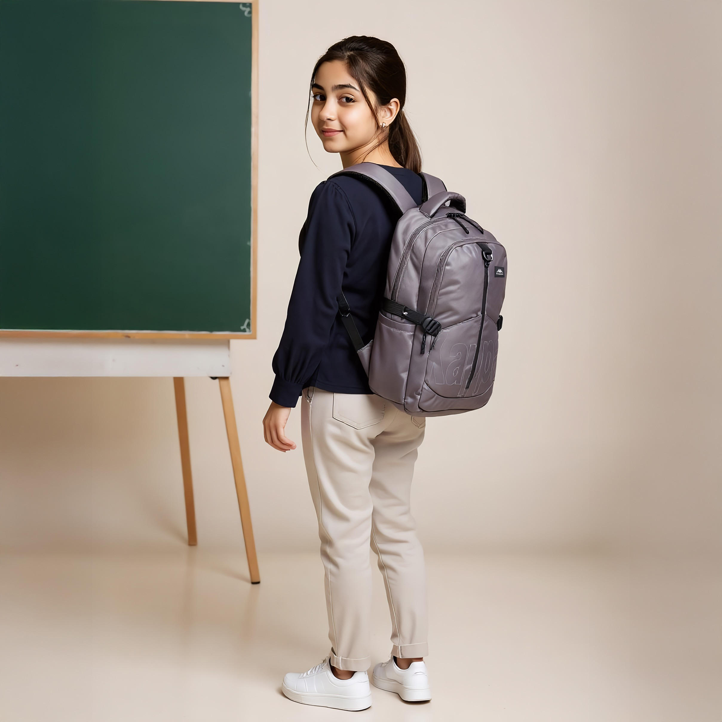 Kappa Logo Print Backpack with Adjustable Straps and Zip Closure - 17x35x48 cm-school-bagsandbackpacks-backpacks-image-3