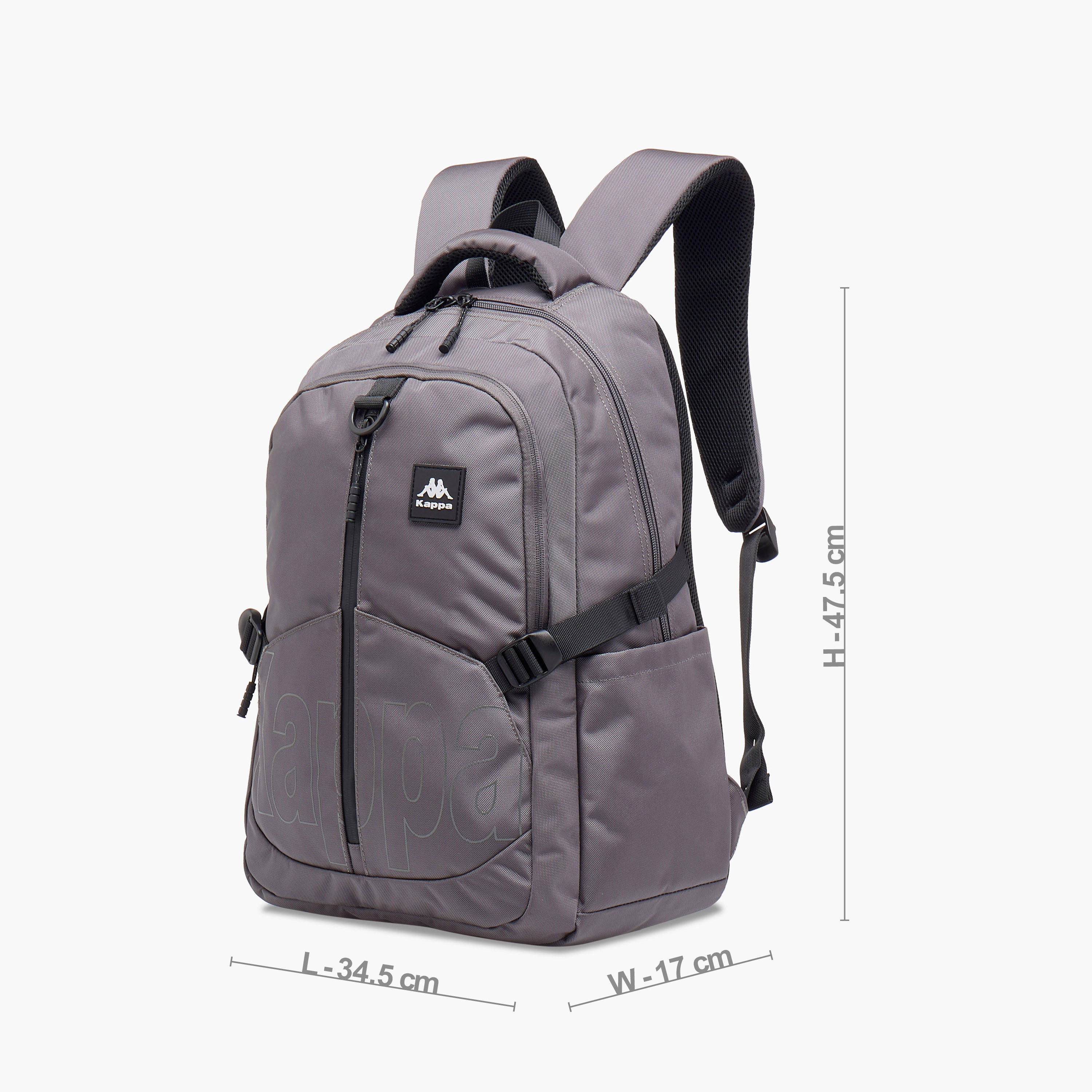 Kappa Logo Print Backpack with Adjustable Straps and Zip Closure - 17x35x48 cm-school-bagsandbackpacks-backpacks-image-4