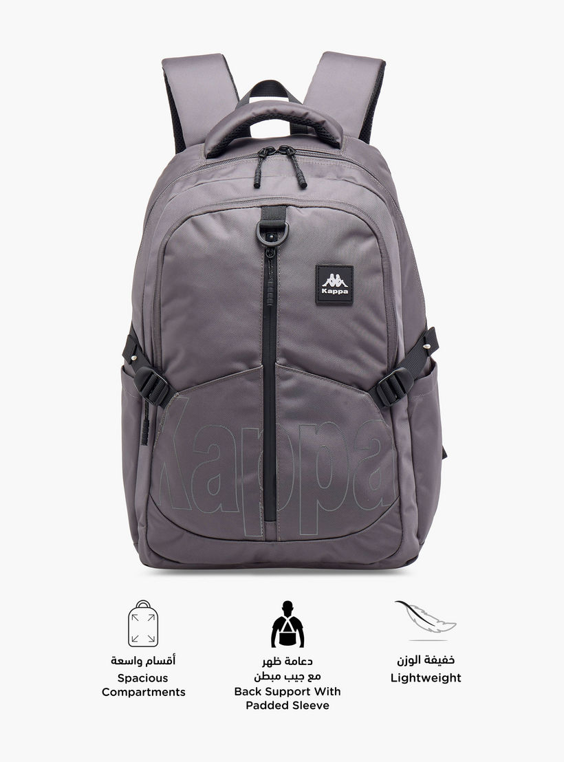 Kappa Logo Print Backpack with Adjustable Straps and Zip Closure - 17x35x48 cm-school-bagsandbackpacks-backpacks-image-6