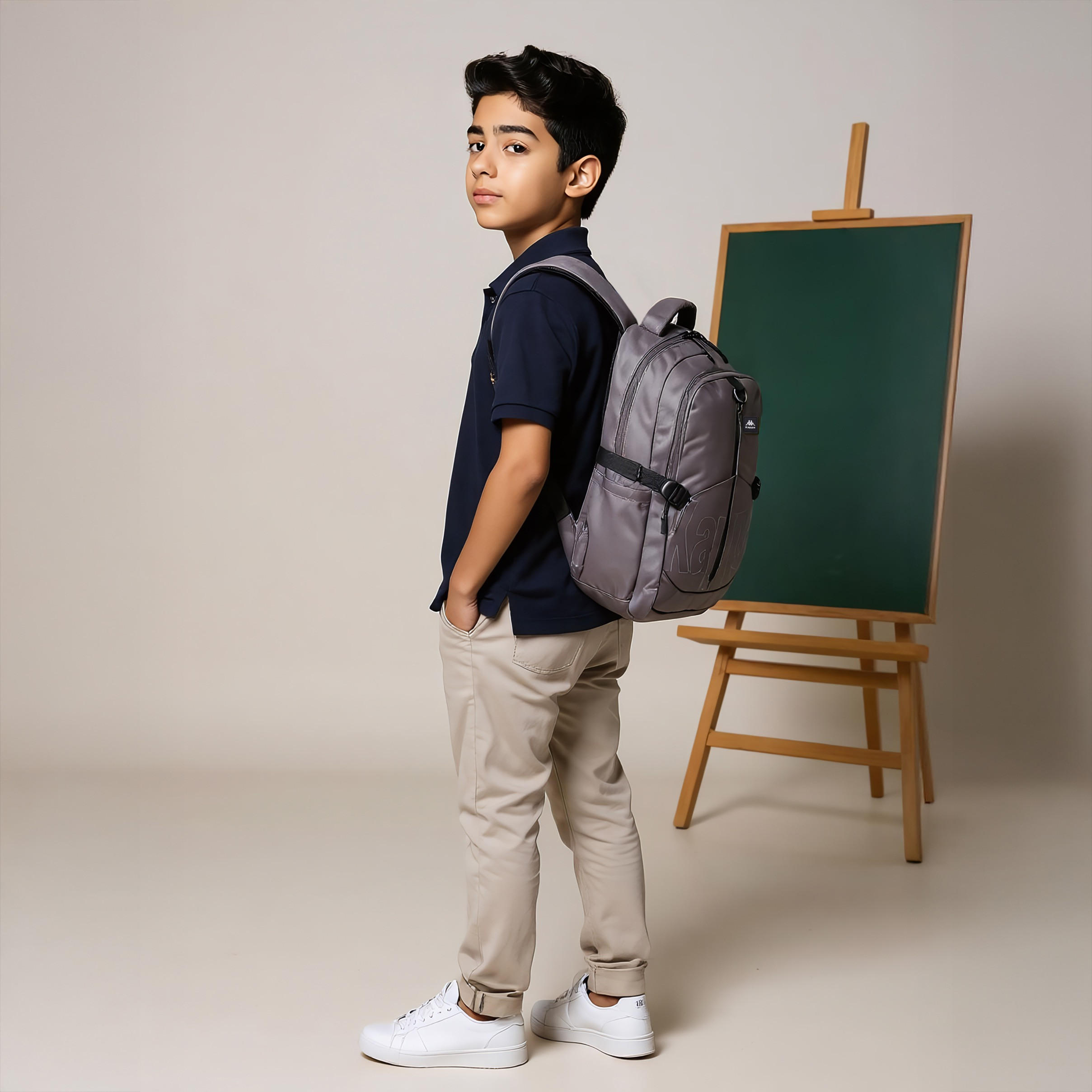 Kappa Logo Print Backpack with Adjustable Straps and Zip Closure - 17x35x48 cm-school-bagsandbackpacks-backpacks-image-2