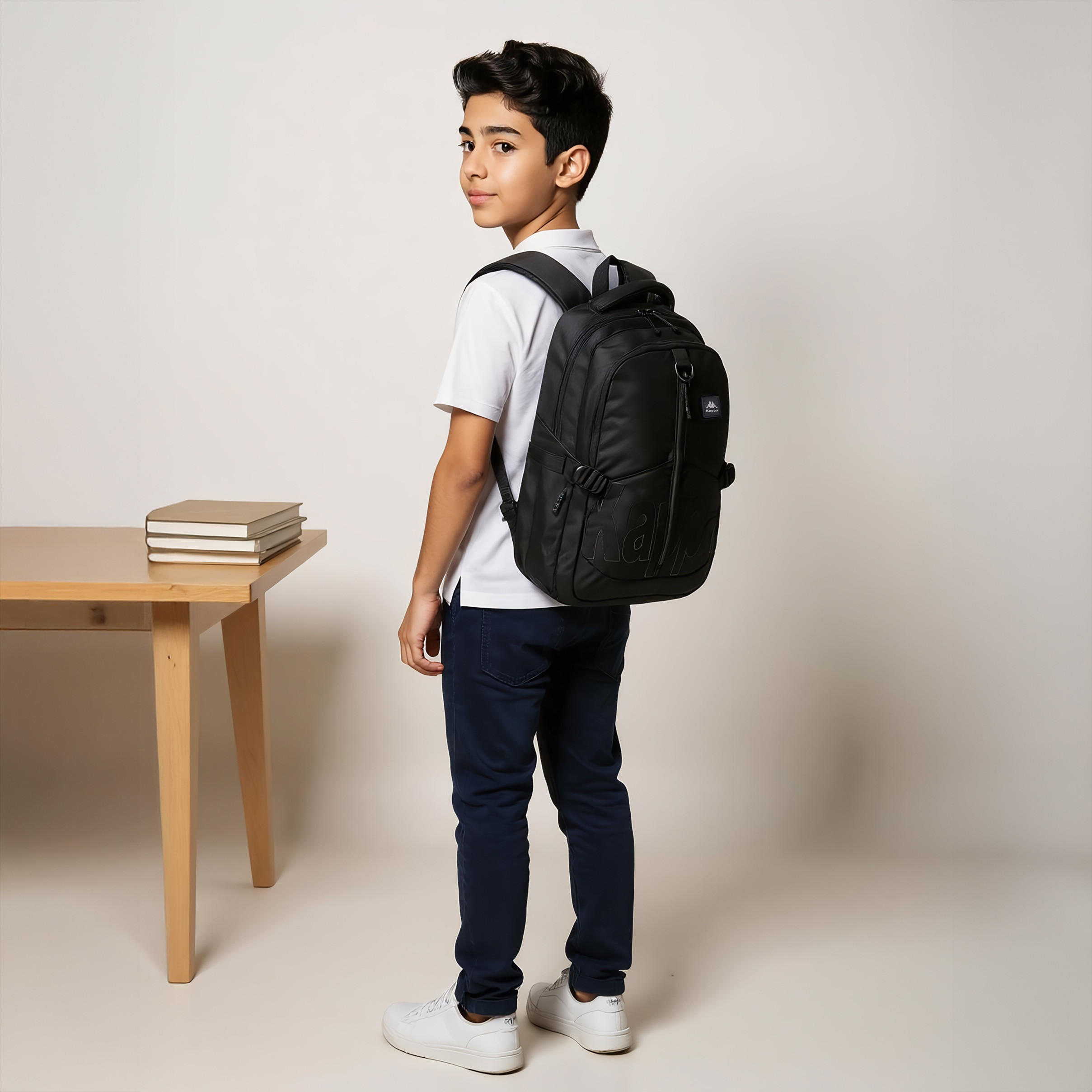 Kappa Logo Print Backpack with Adjustable Straps and Zip Closure - 17x35x48 cm-school-bagsandbackpacks-backpacks-image-3