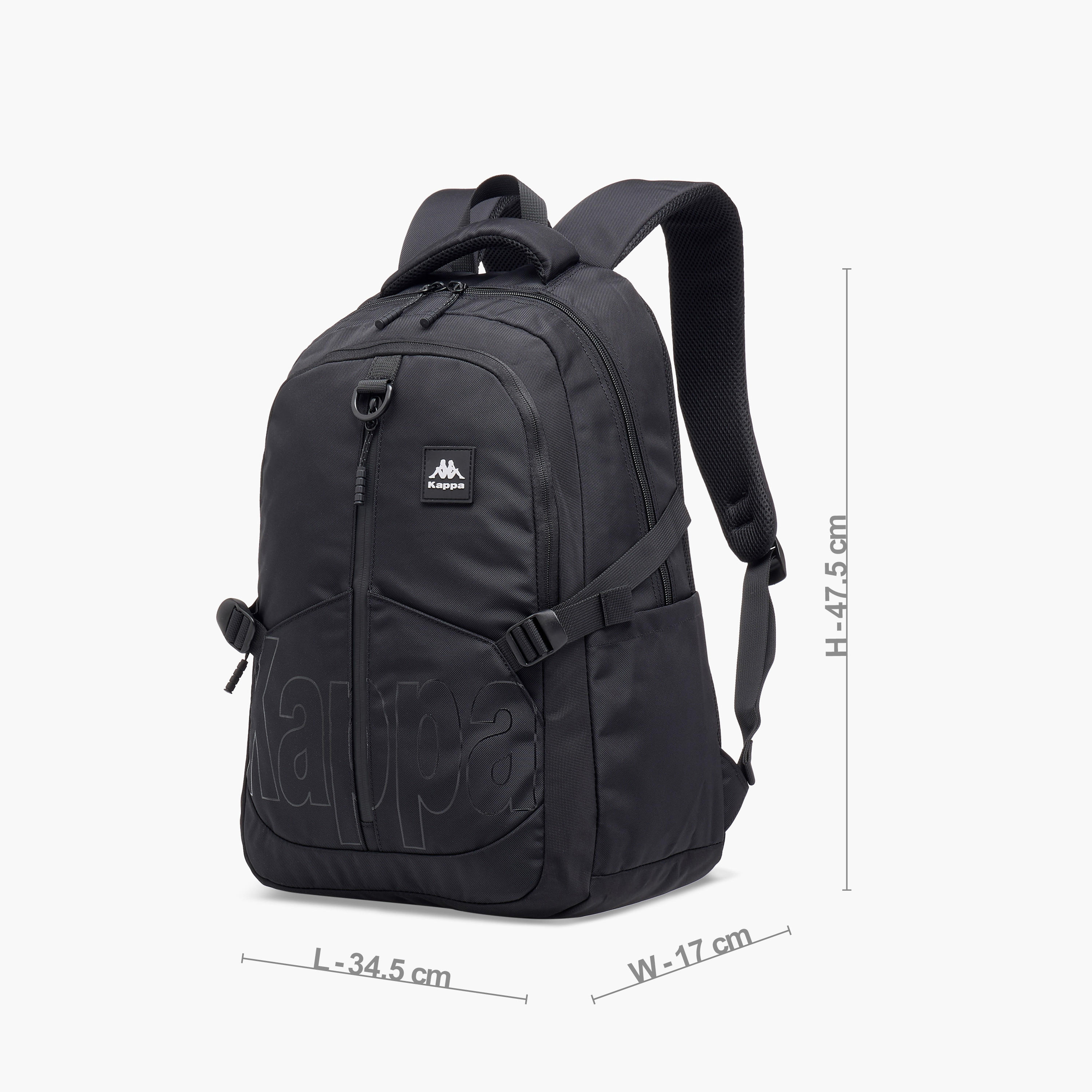 Kappa Logo Print Backpack with Adjustable Straps and Zip Closure - 17x35x48 cm-school-bagsandbackpacks-backpacks-image-4