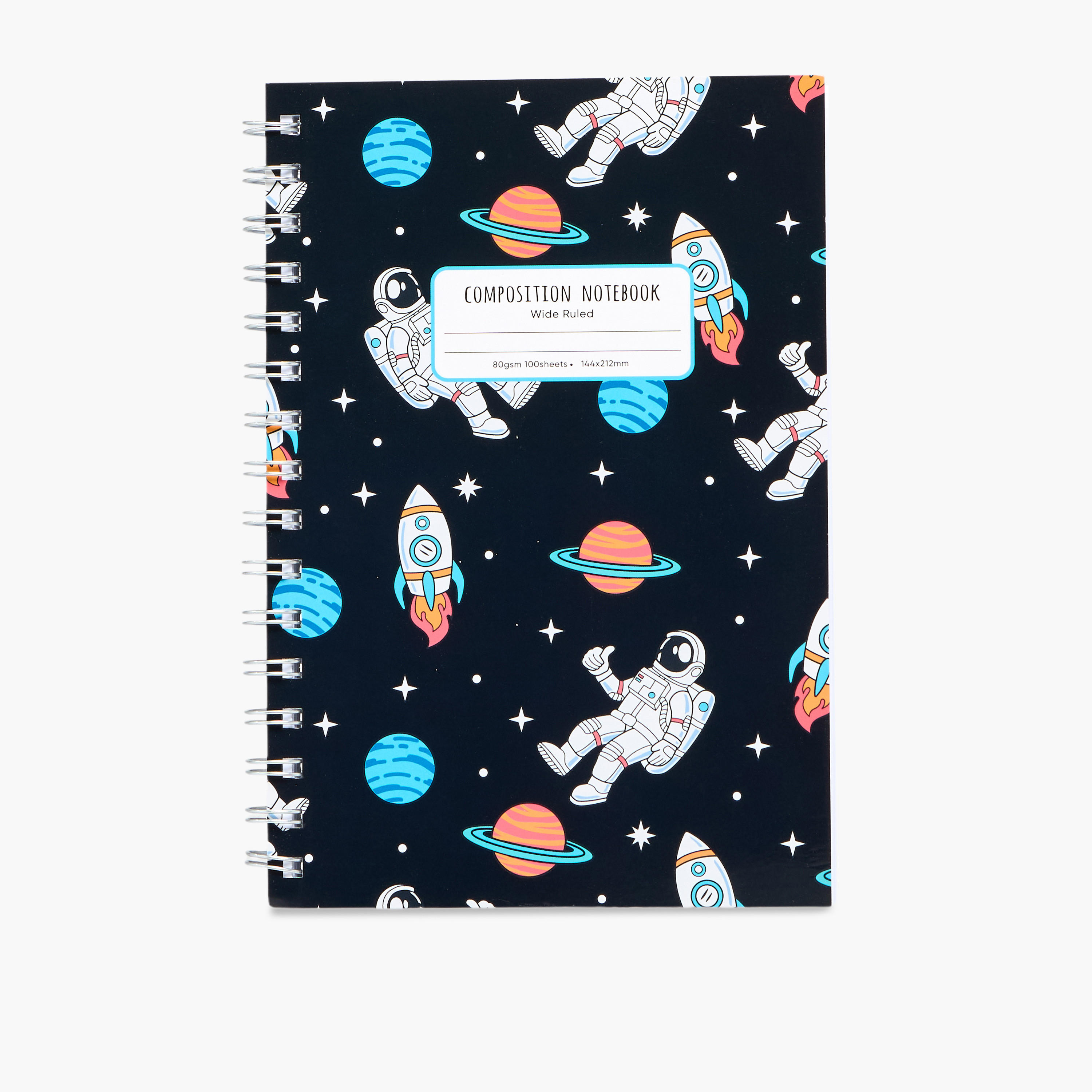 Astronaut Print A5 100-Page Ruled Spiral Notebook-school-stationery-notebooks-image-1