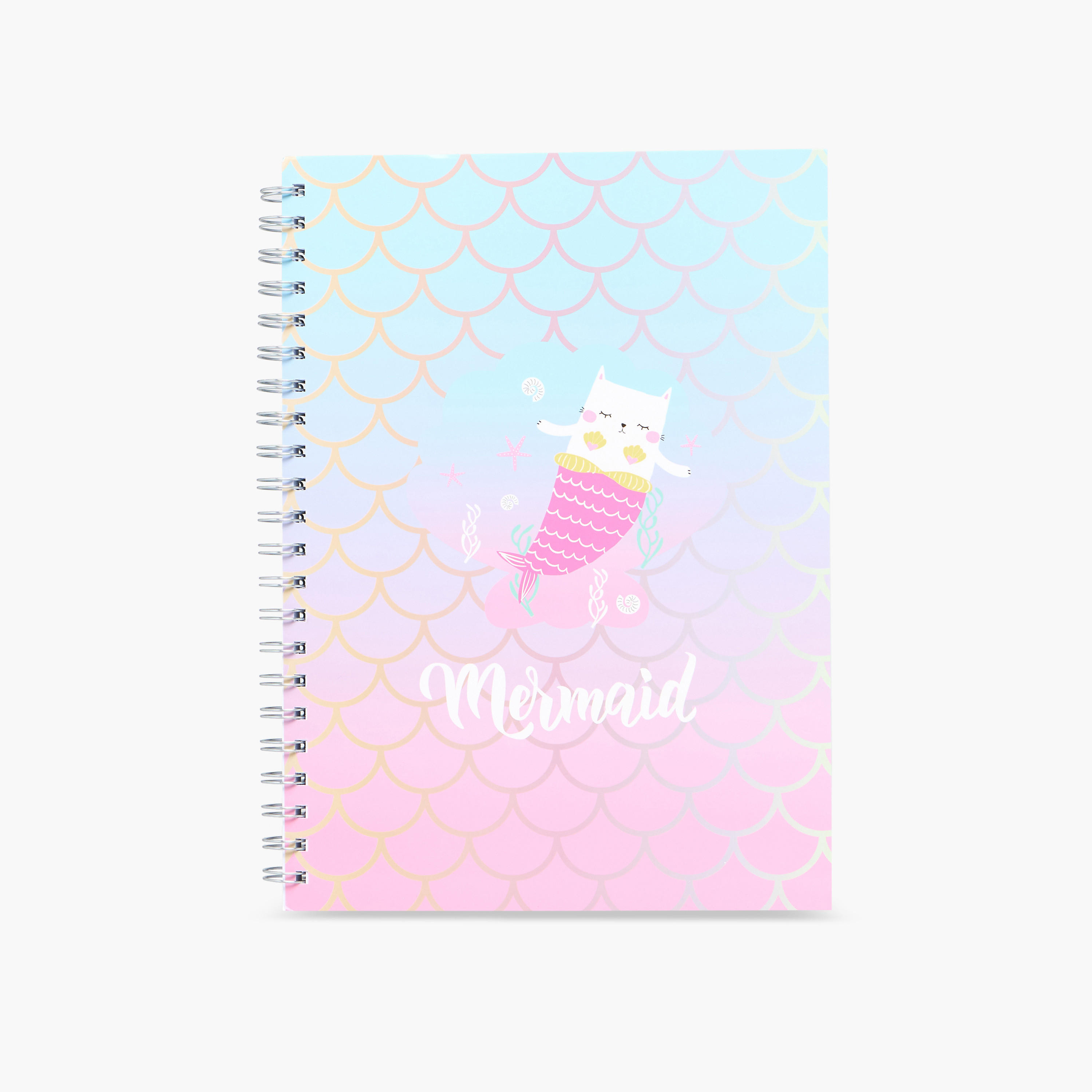 Mermaid Print A4 Ruled Spiral Notebook-school-stationery-notebooks-image-1