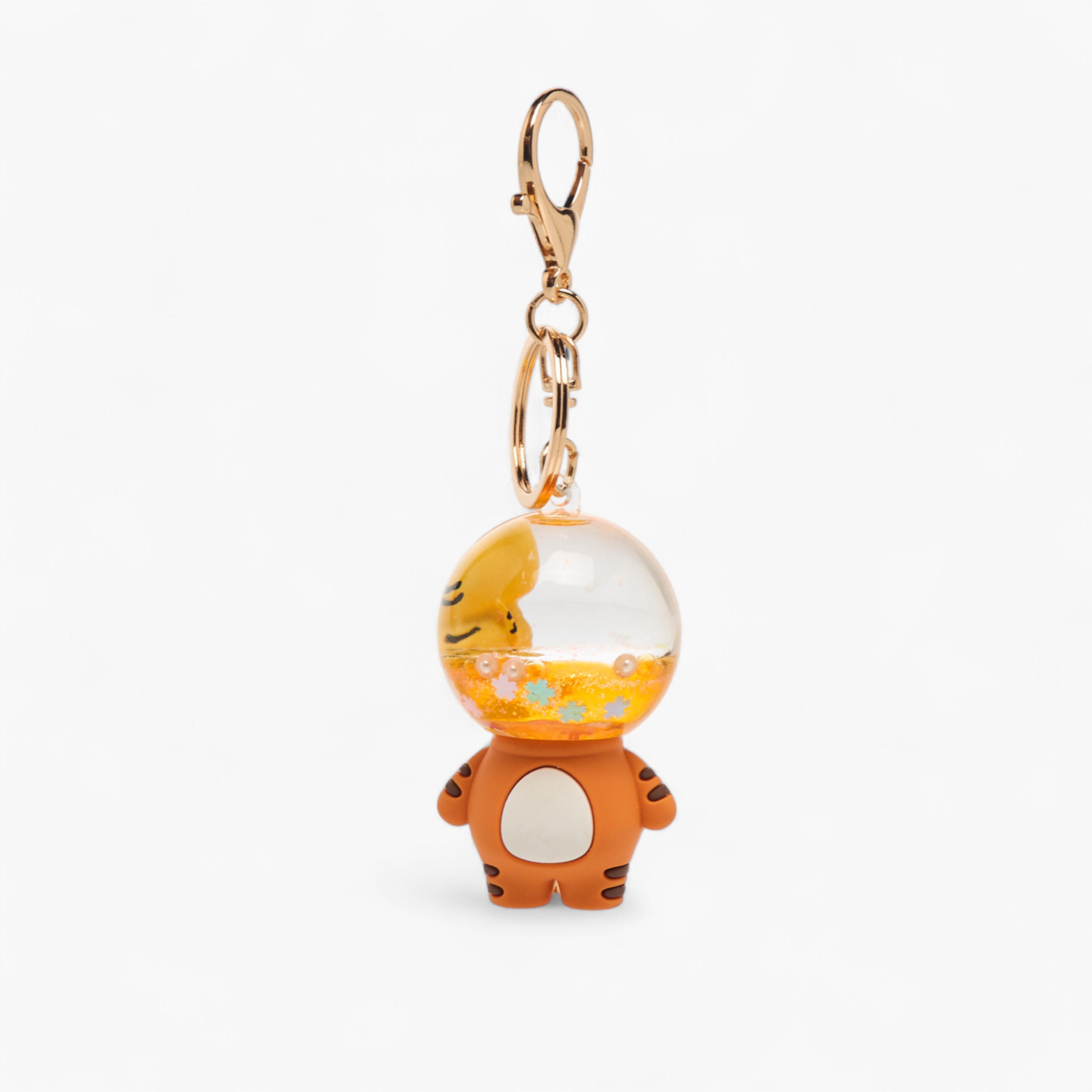Liquid Glitter Tiger Charm Keyring with Lobster Hook-girls-accessories-keyringsandbagcharms-image-1
