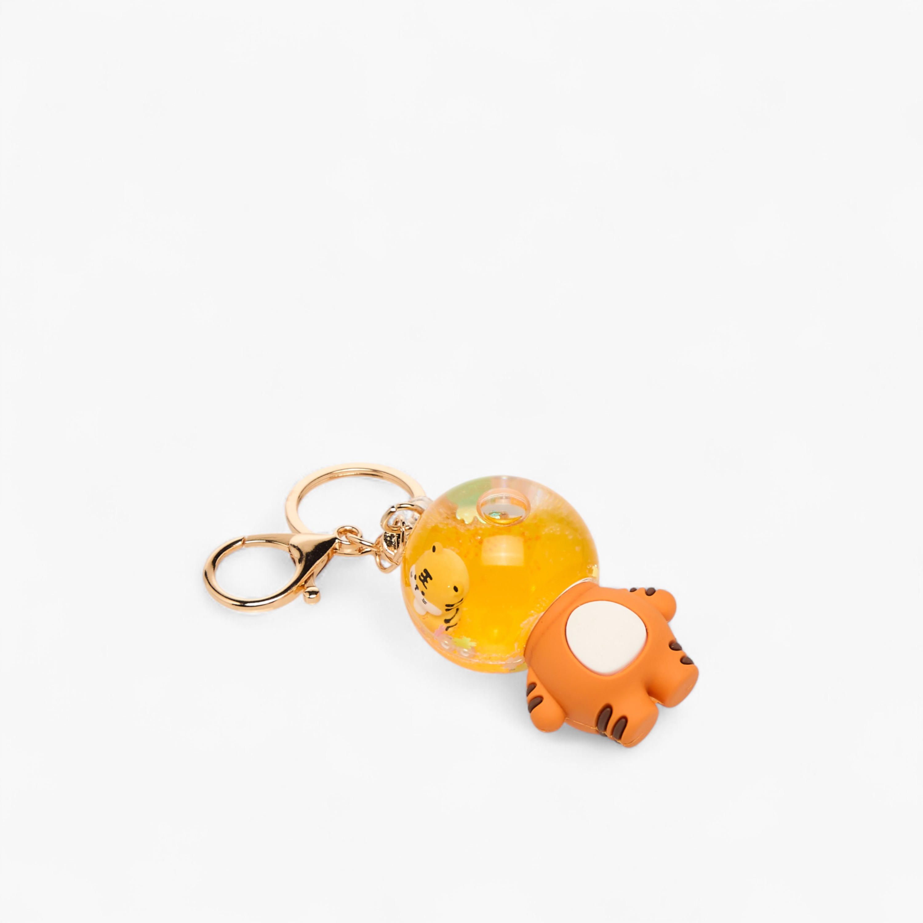 Liquid Glitter Tiger Charm Keyring with Lobster Hook-girls-accessories-keyringsandbagcharms-image-2
