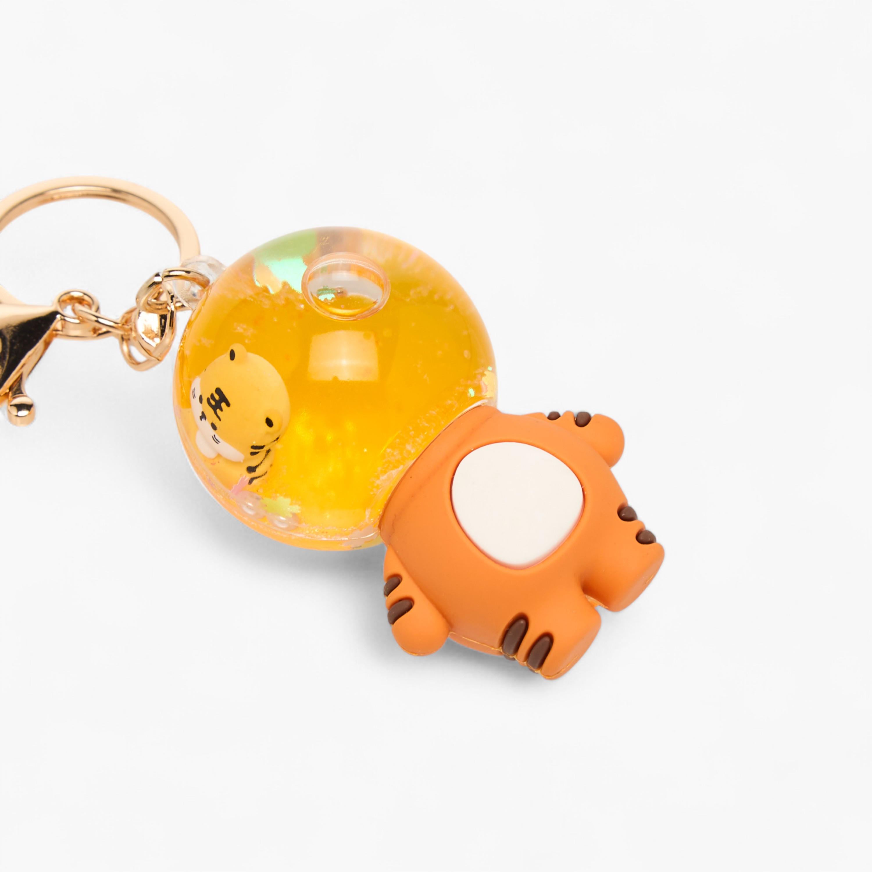 Liquid Glitter Tiger Charm Keyring with Lobster Hook-girls-accessories-keyringsandbagcharms-image-3