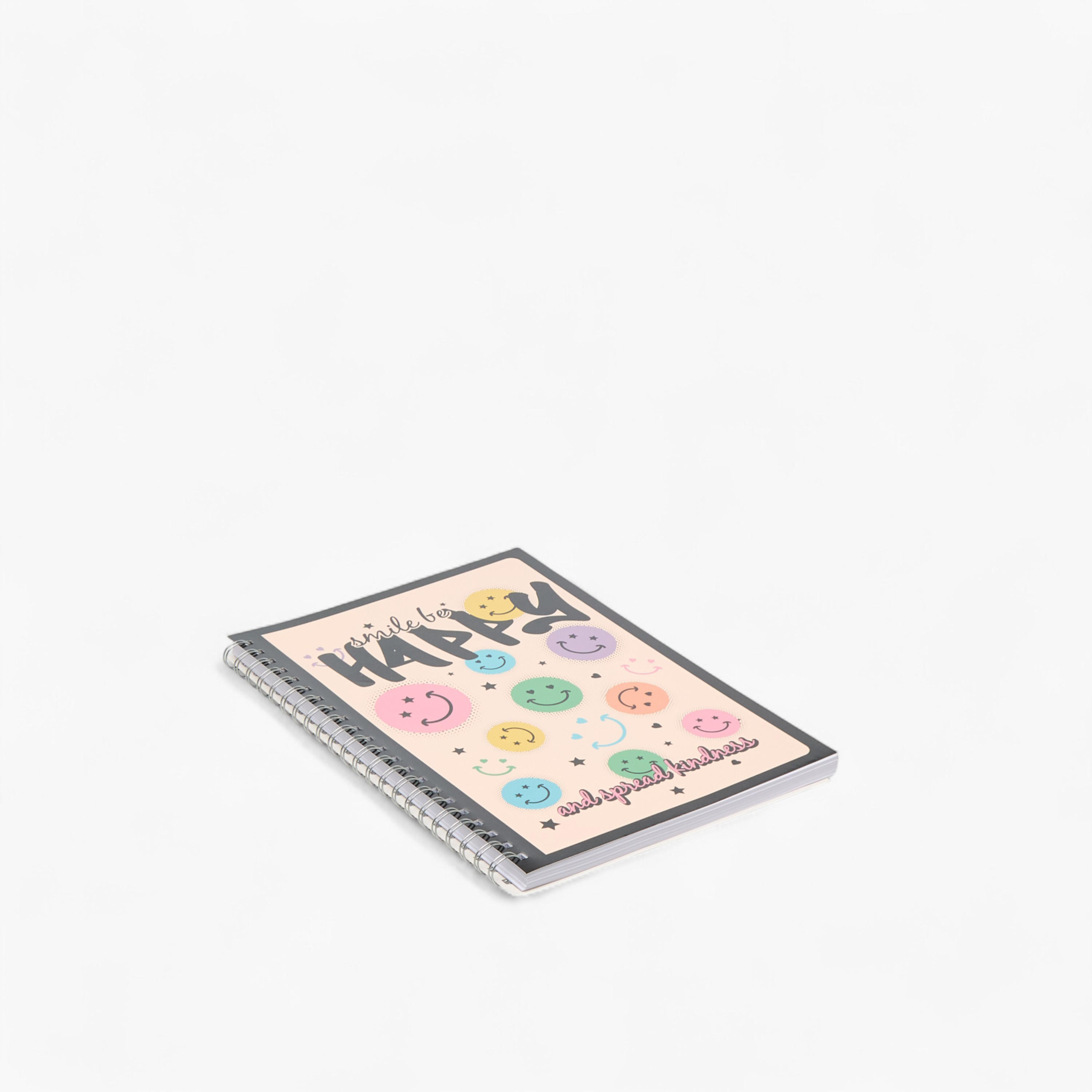 Smiley Print Spiral Bound Ruled A4 Notebook-school-stationery-notebooks-image-1