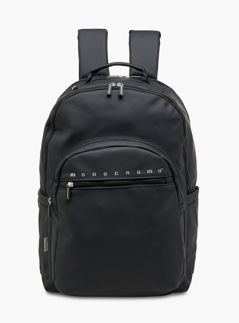 Monocromo Logo Print Backpack with Zip Closure and Laptop Compartment - 45x32x18 cms-school-bagsandbackpacks-backpacks-image-1