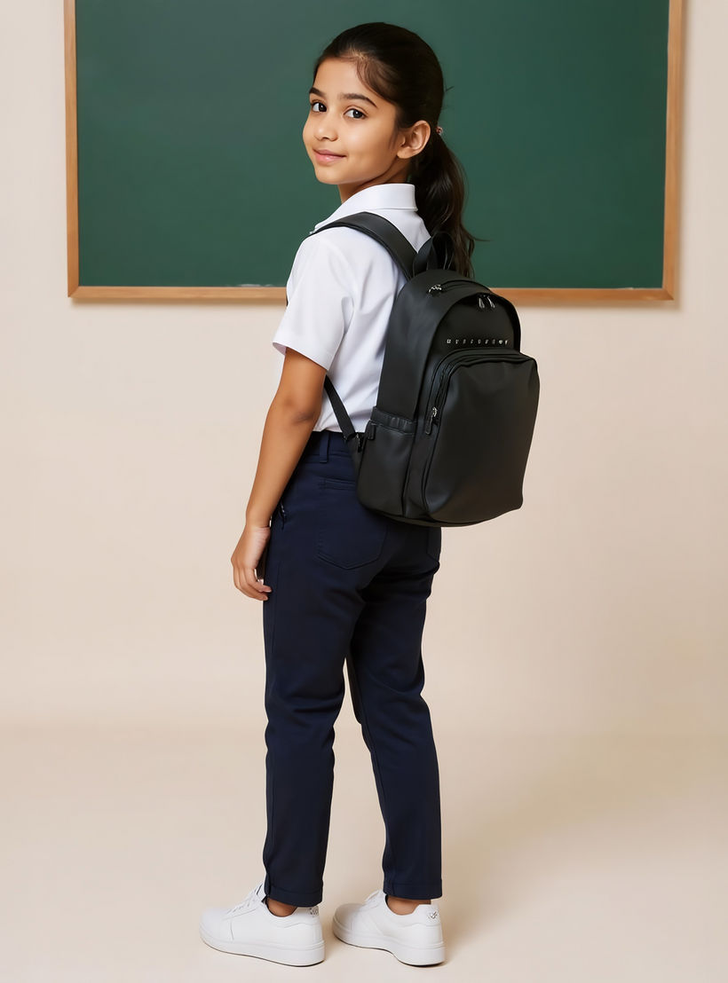 Monocromo Logo Print Backpack with Zip Closure and Adjustable Strap - 26x36x17 cms-school-bagsandbackpacks-backpacks-image-2