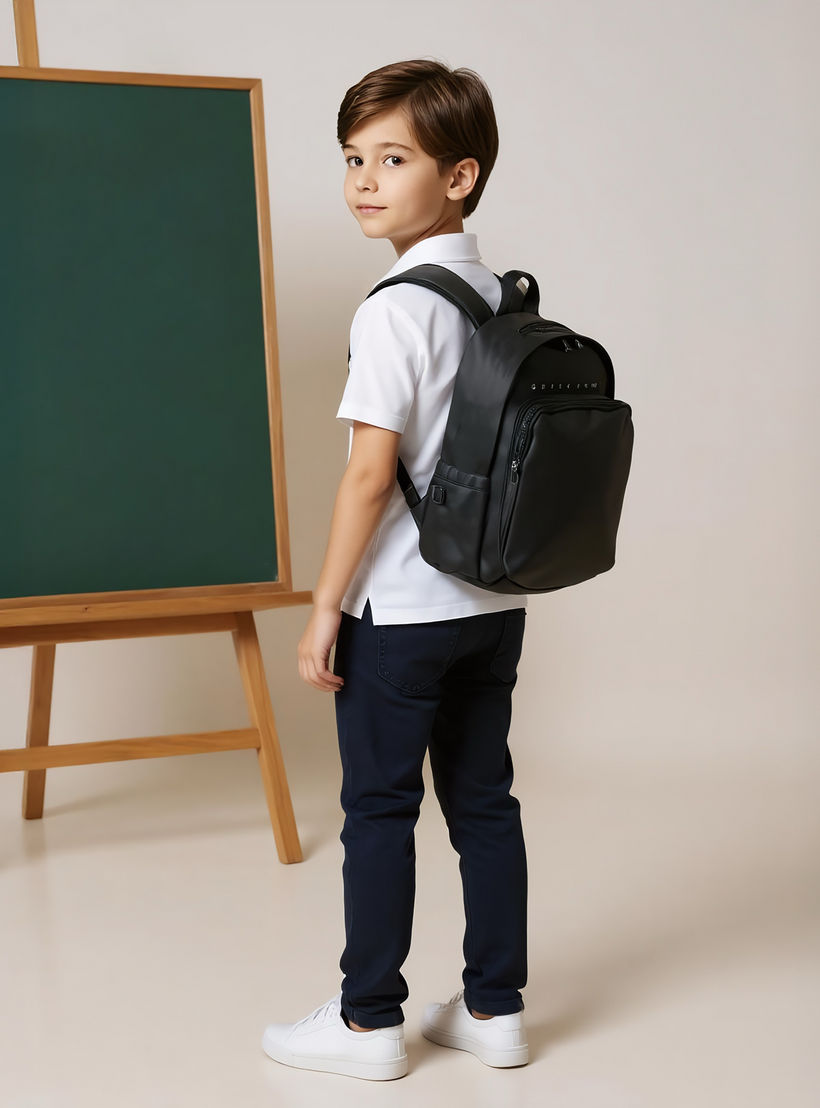 Monocromo Logo Print Backpack with Zip Closure and Adjustable Strap - 26x36x17 cms-school-bagsandbackpacks-backpacks-image-3