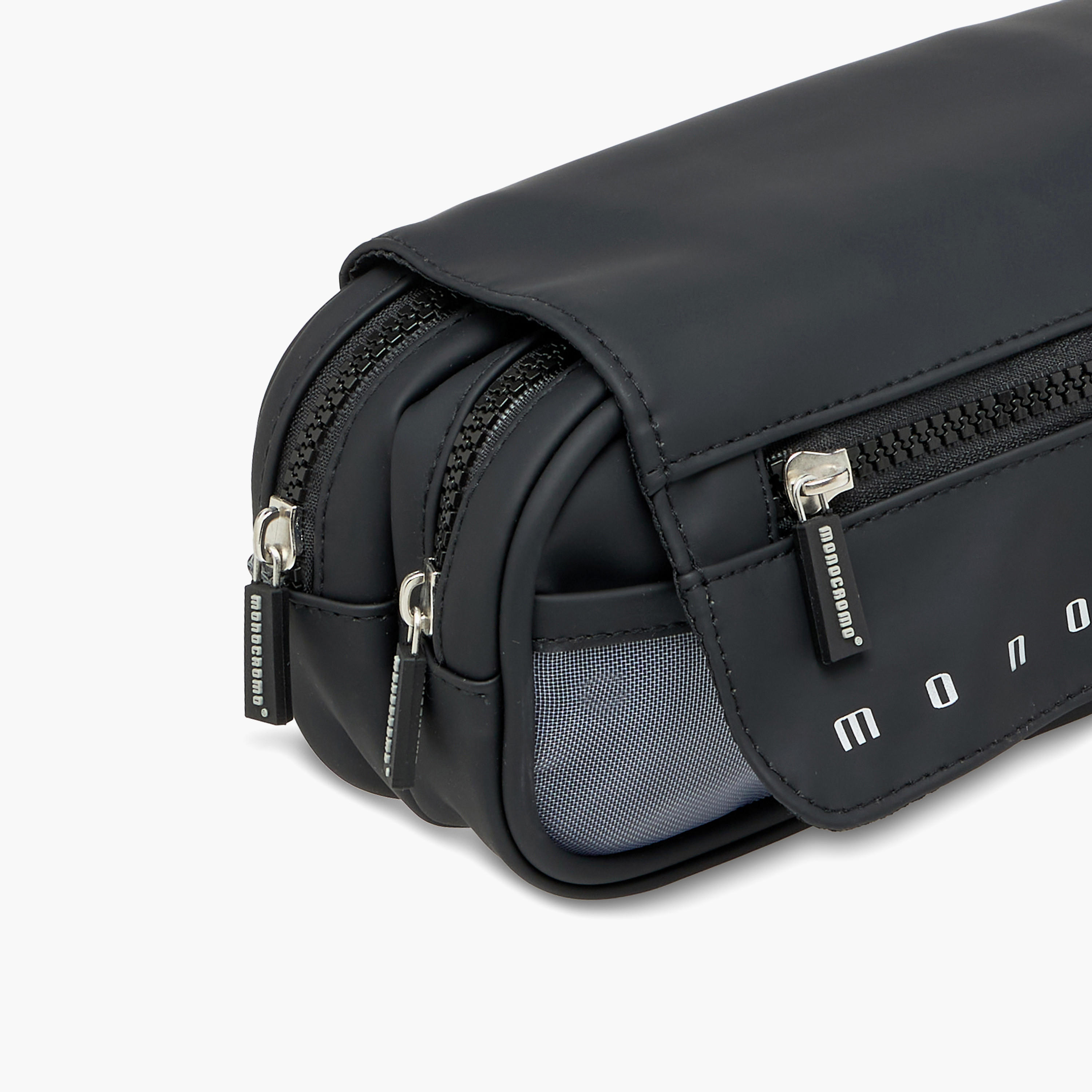 Monocromo Solid 3-Compartment Pencil Pouch with Zip Closure-school-stationery-pencilcases-image-3