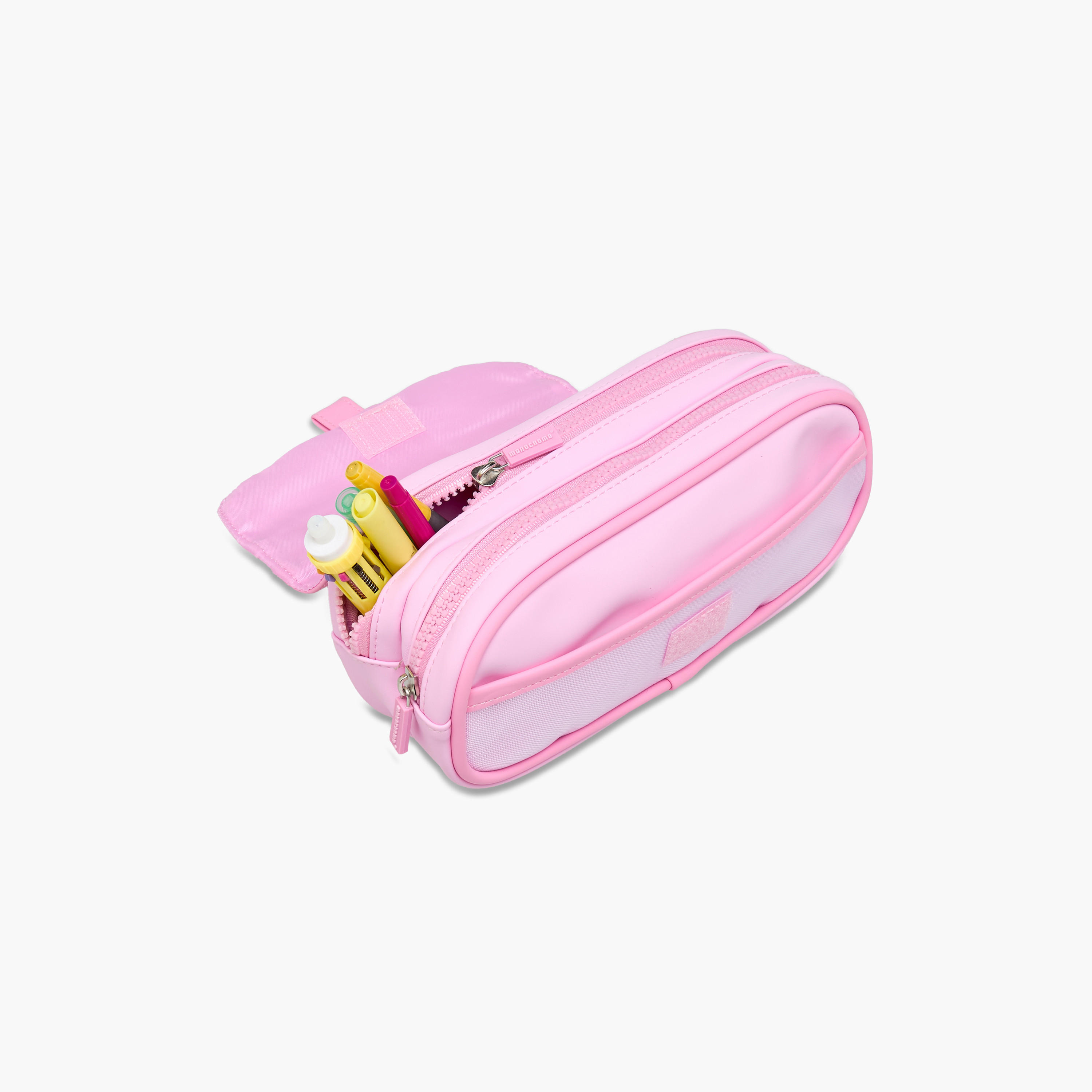 Monocromo Solid 3-Compartment Pencil Pouch with Zip Closure-school-stationery-pencilcases-image-5