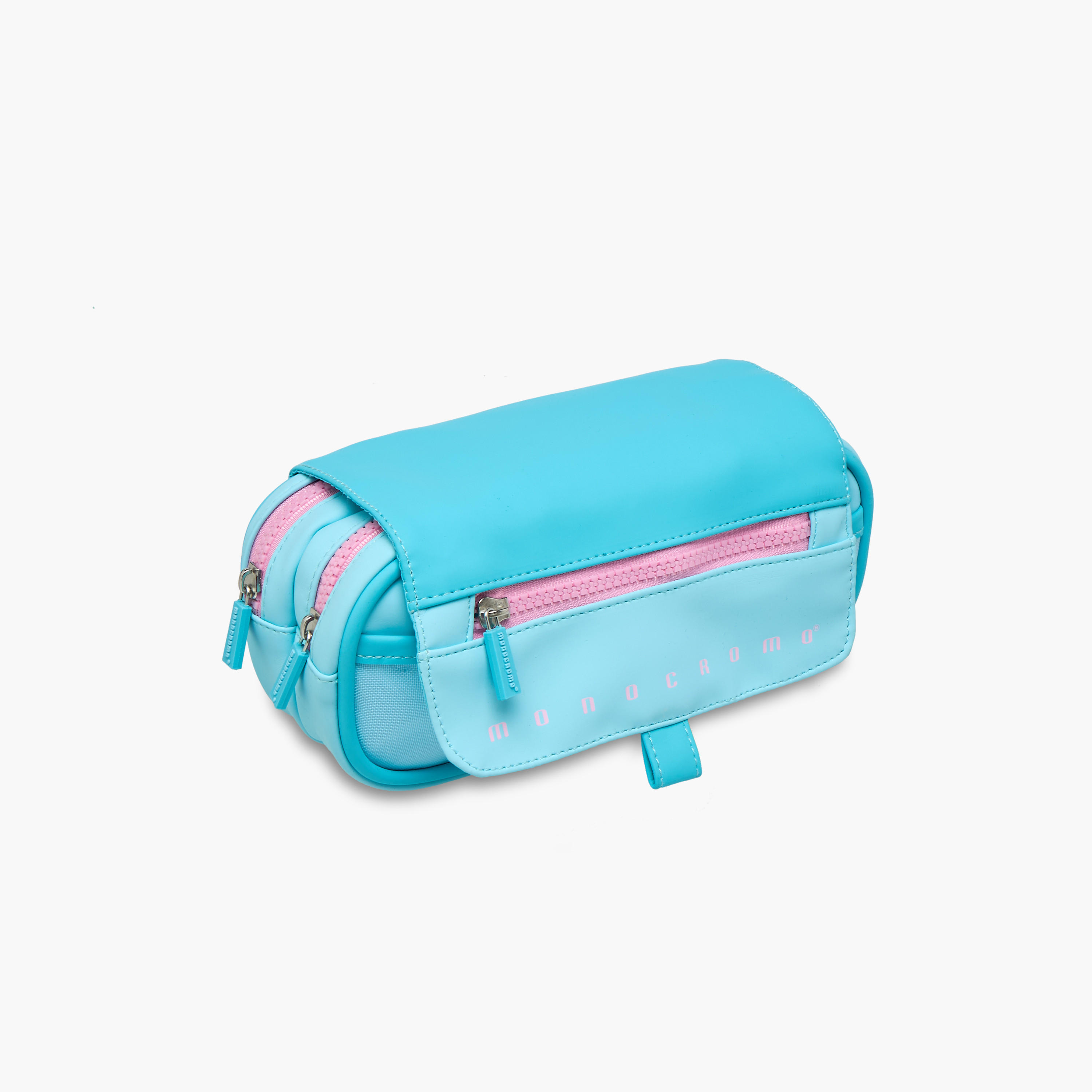 Monocromo Solid 3-Compartment Pencil Pouch with Zip Closure-school-stationery-pencilcases-image-2