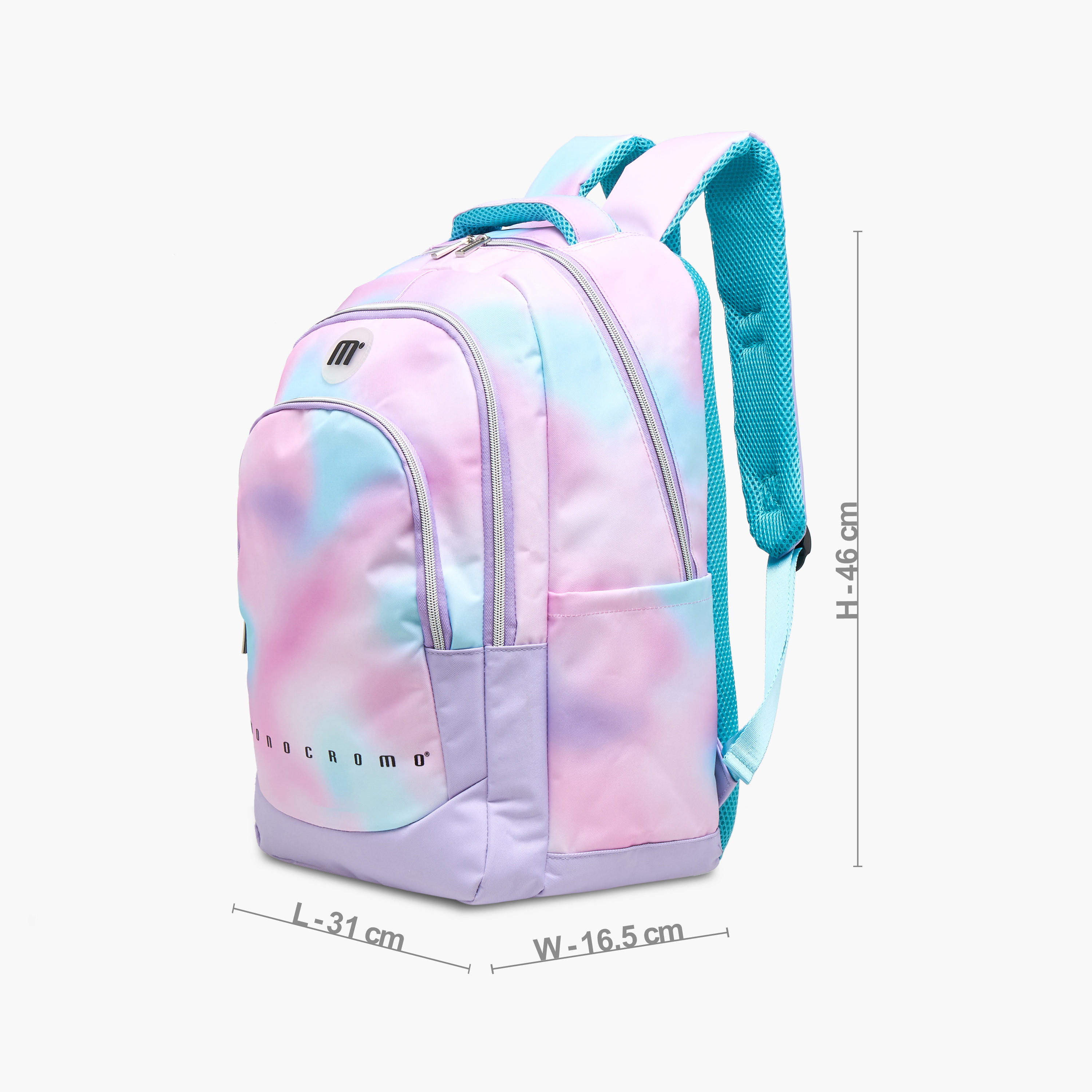 Monocromo Tie-Dye Print Backpack with Zip Closure and Laptop Compartment - 31x17x46 cm-school-bagsandbackpacks-backpacks-image-2