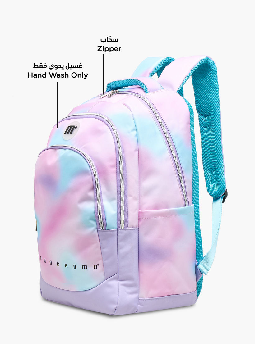 Monocromo Tie-Dye Print Backpack with Zip Closure and Laptop Compartment - 31x17x46 cm-school-bagsandbackpacks-backpacks-image-6