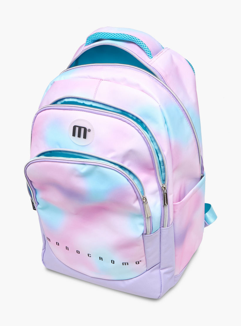 Monocromo Tie-Dye Print Backpack with Zip Closure and Laptop Compartment - 31x17x46 cm-school-bagsandbackpacks-backpacks-image-9