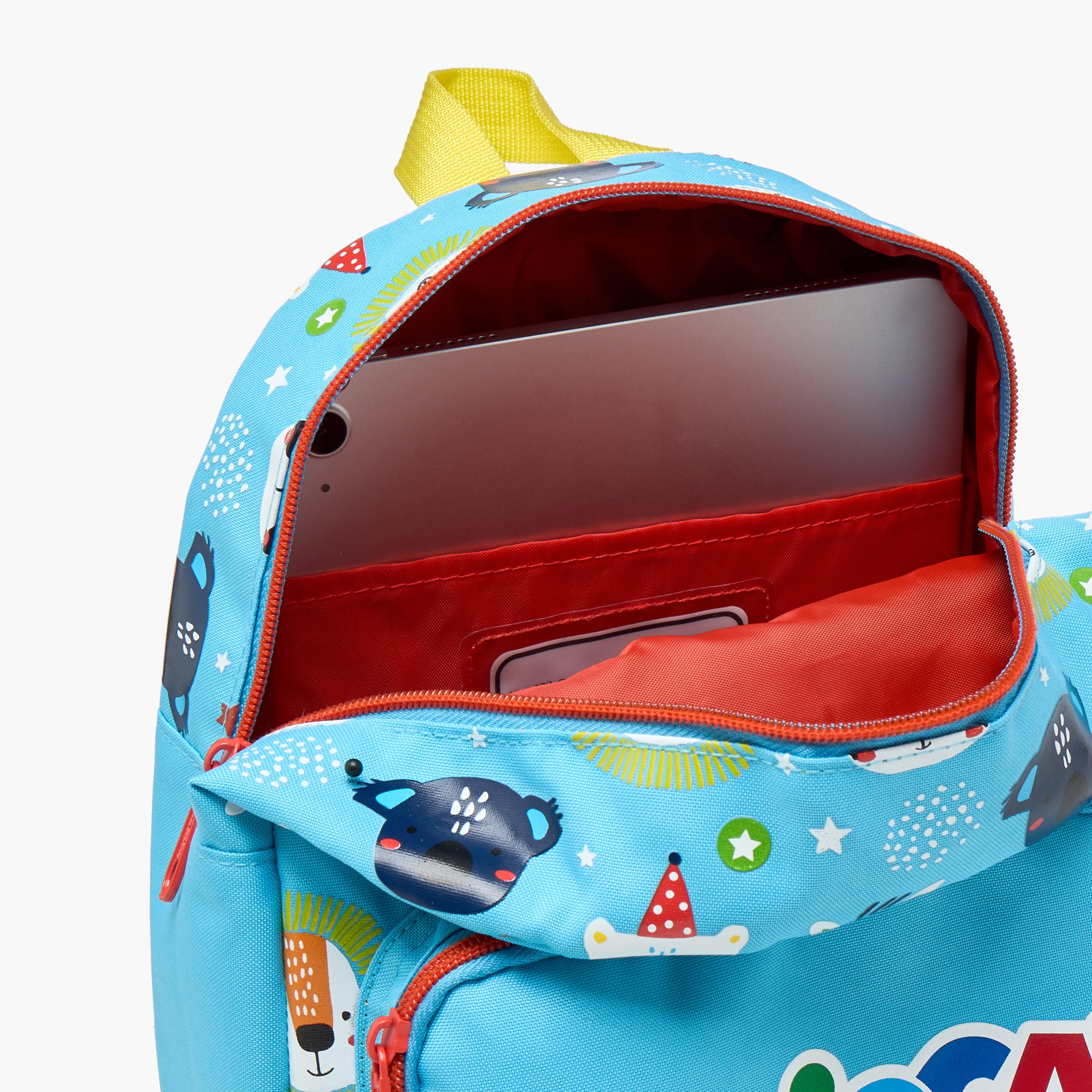 شنطة ظهر بسحاب إغلاق وجيب لابتوب وطبعات حيوانات من كاريوكا - 28x23x12 سم-school-bagsandbackpacks-backpacks-image-10
