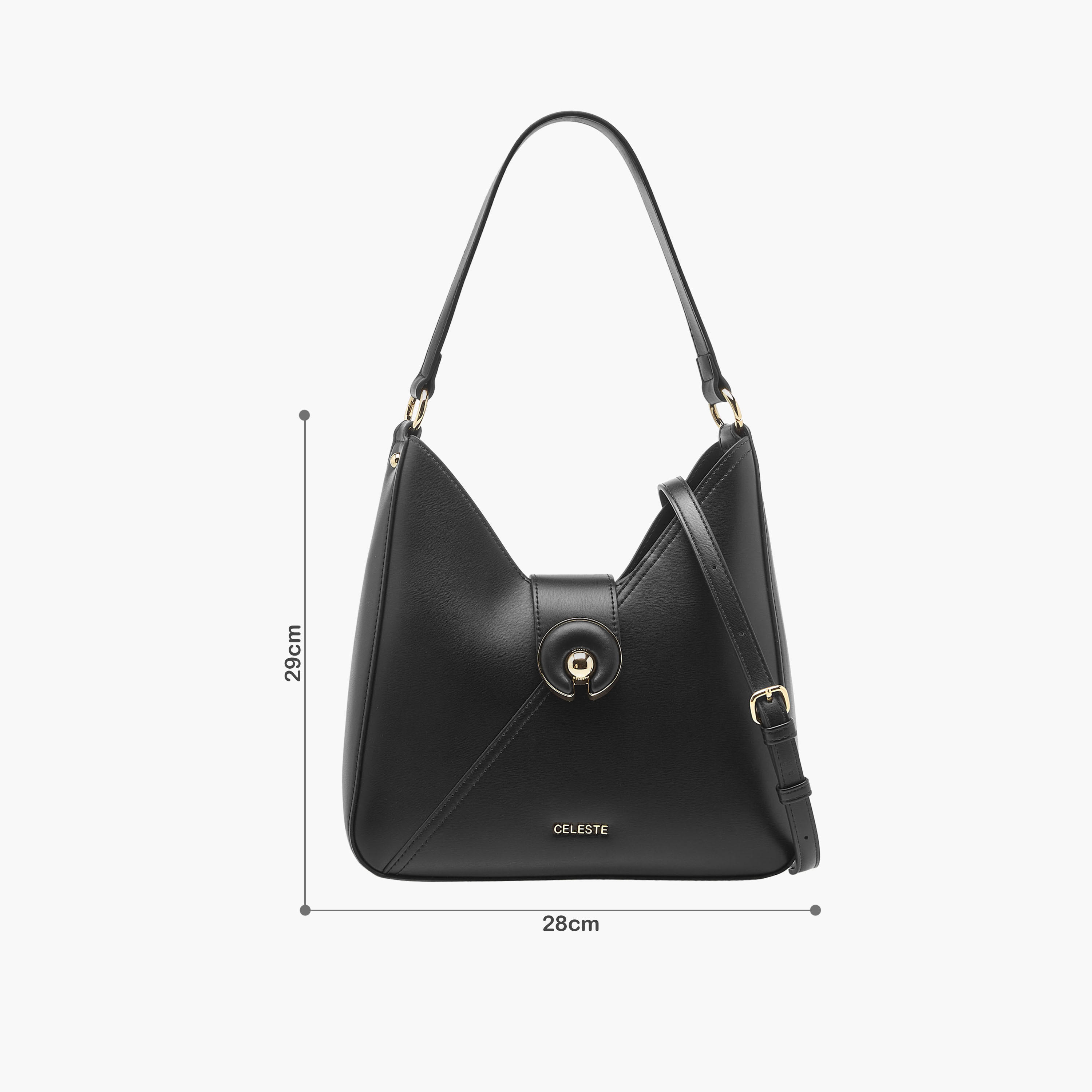 شنطة هوبو سادة بحزام قابل للتعديل وزر إغلاق من سيليست-women-bagsandwallets-handbags-image-2