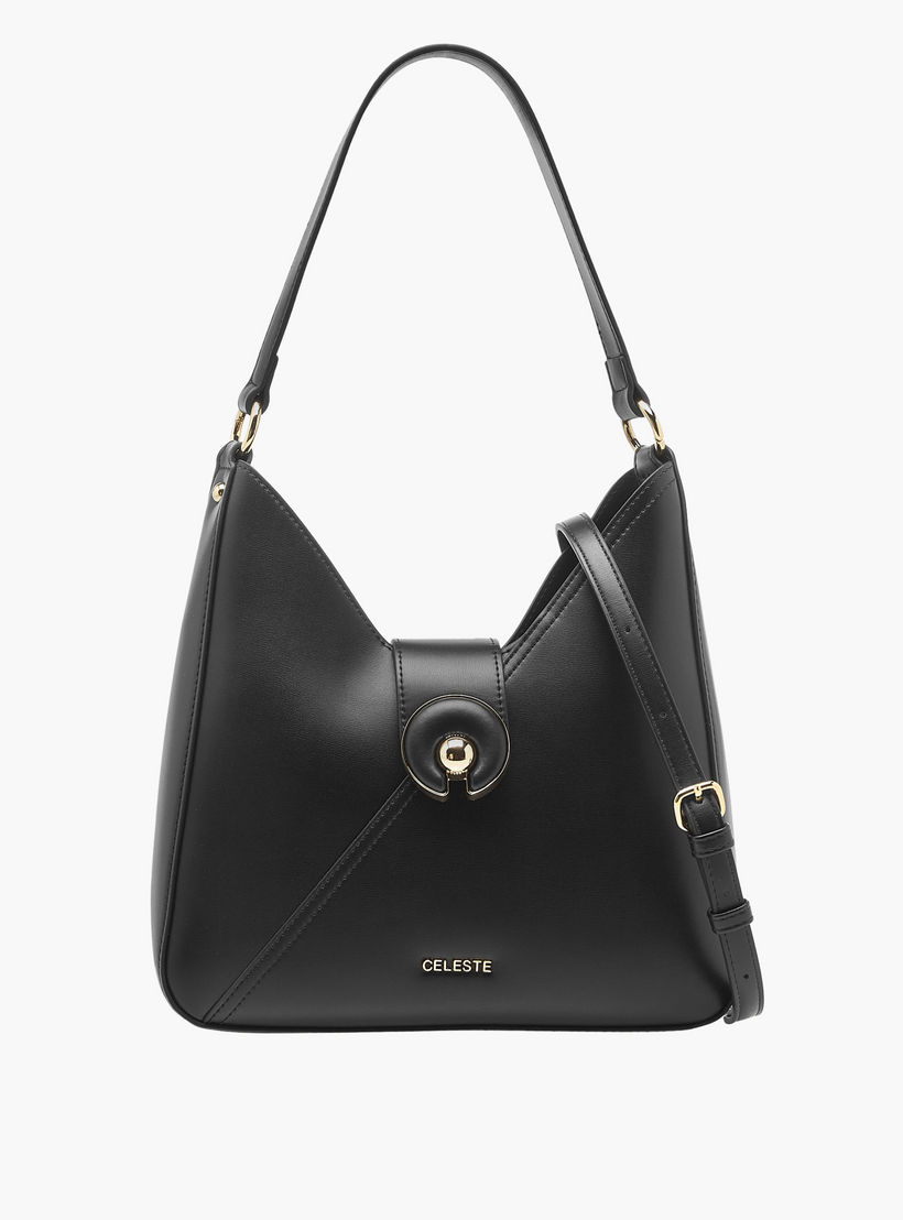 Celeste Solid Hobo Bag with Adjustable Strap and Button Closure-women-bagsandwallets-handbags-image-1